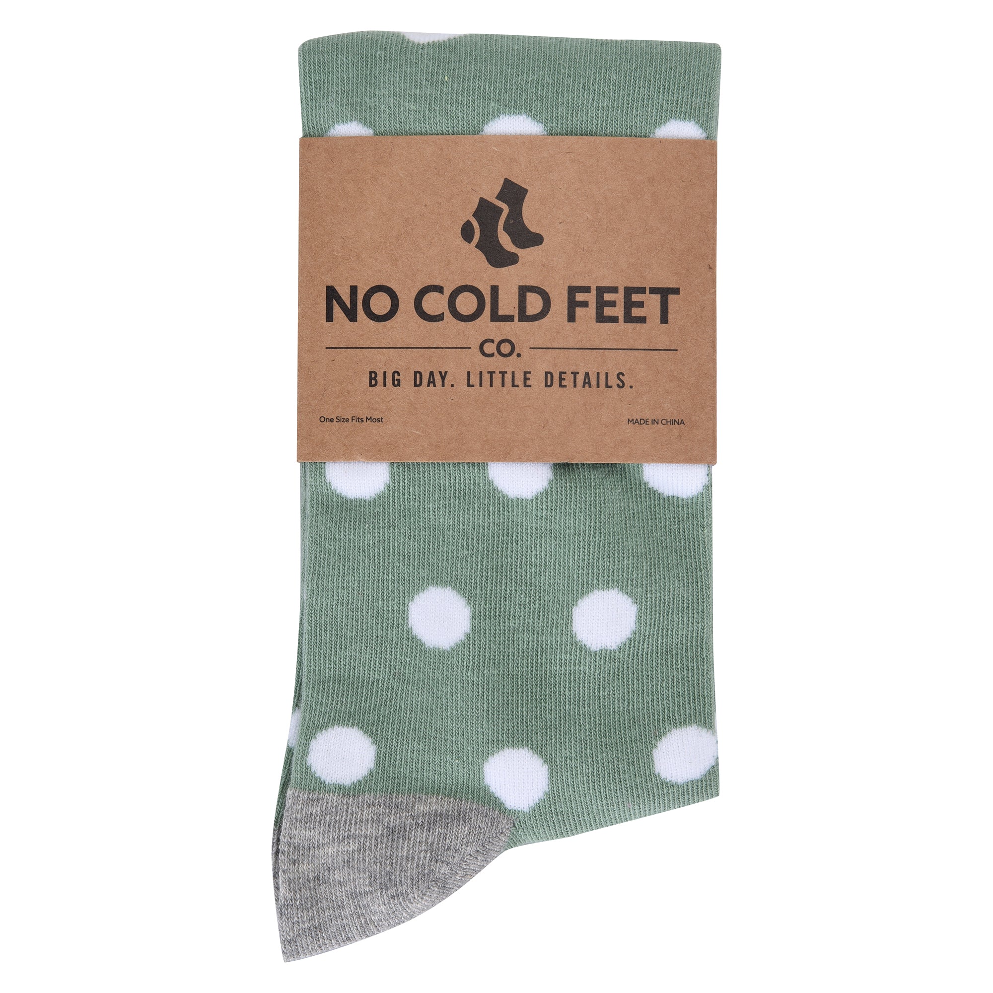Sage Green With White Polka Dot Socks
