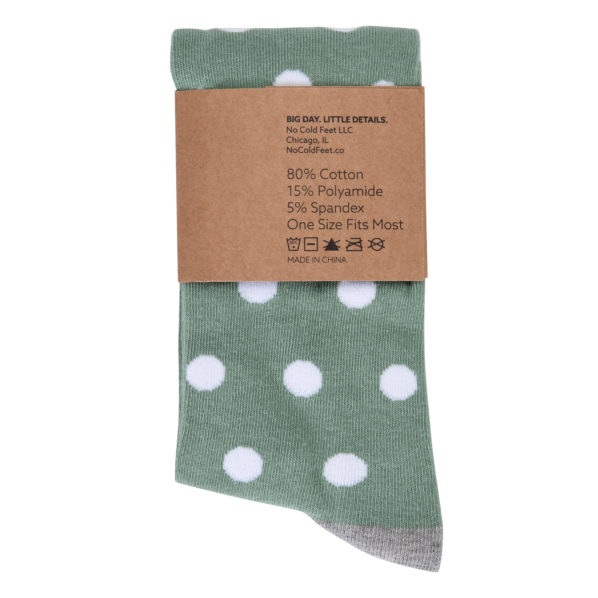 Sage Green With White Polka Dot Socks
