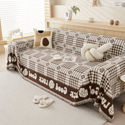 Chenille Houndstooth Sofa Throw Cover, Scratch Proof Cozy Throw Blankets For Couch