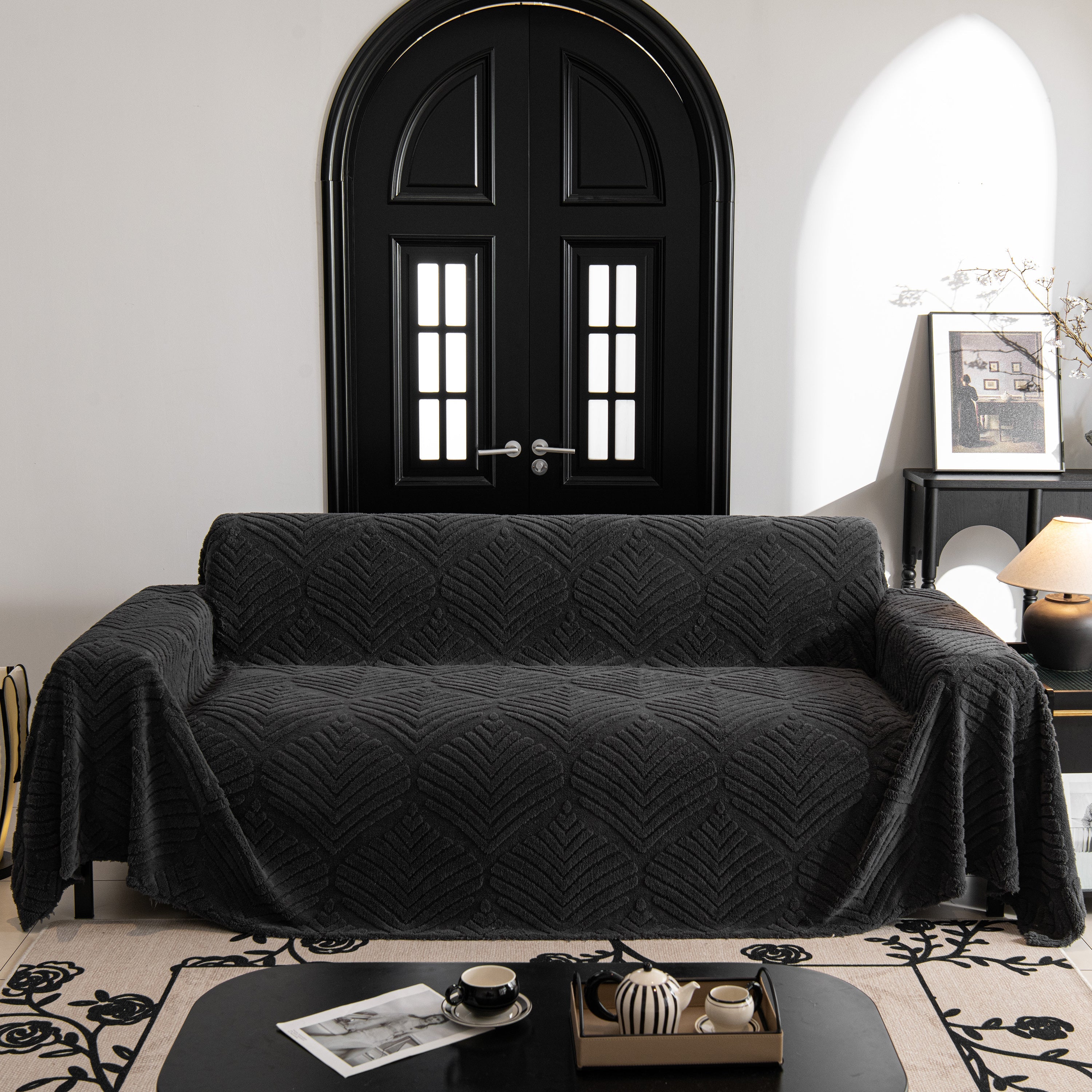 Winter Soft Plush Fleece Sofa Blanket Leaves Jacquard Couch Covers For Couches