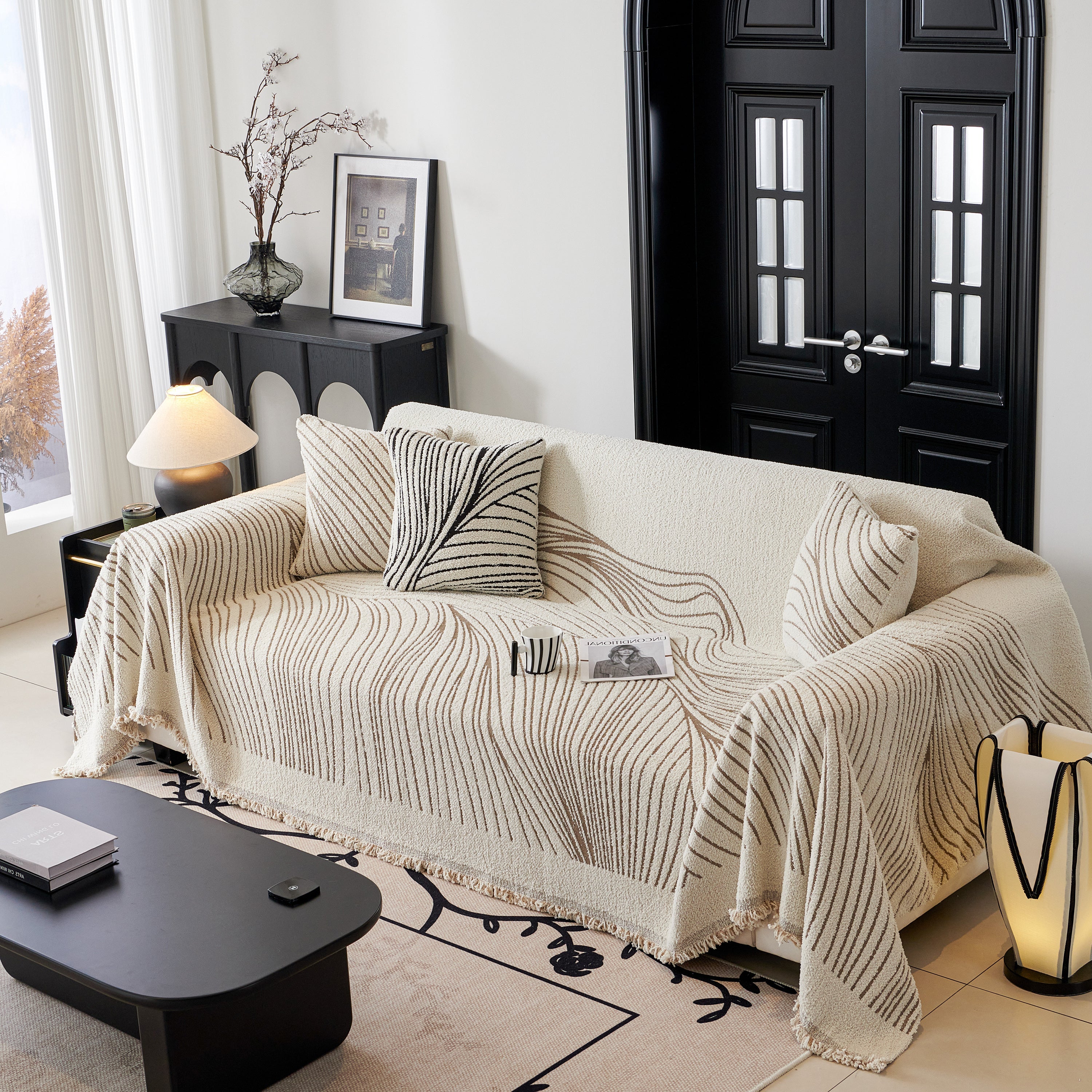 Cozy Striped Sofa Throw Blanket L Shaped Sectional Couch Covers Luxury Throws For Sofas