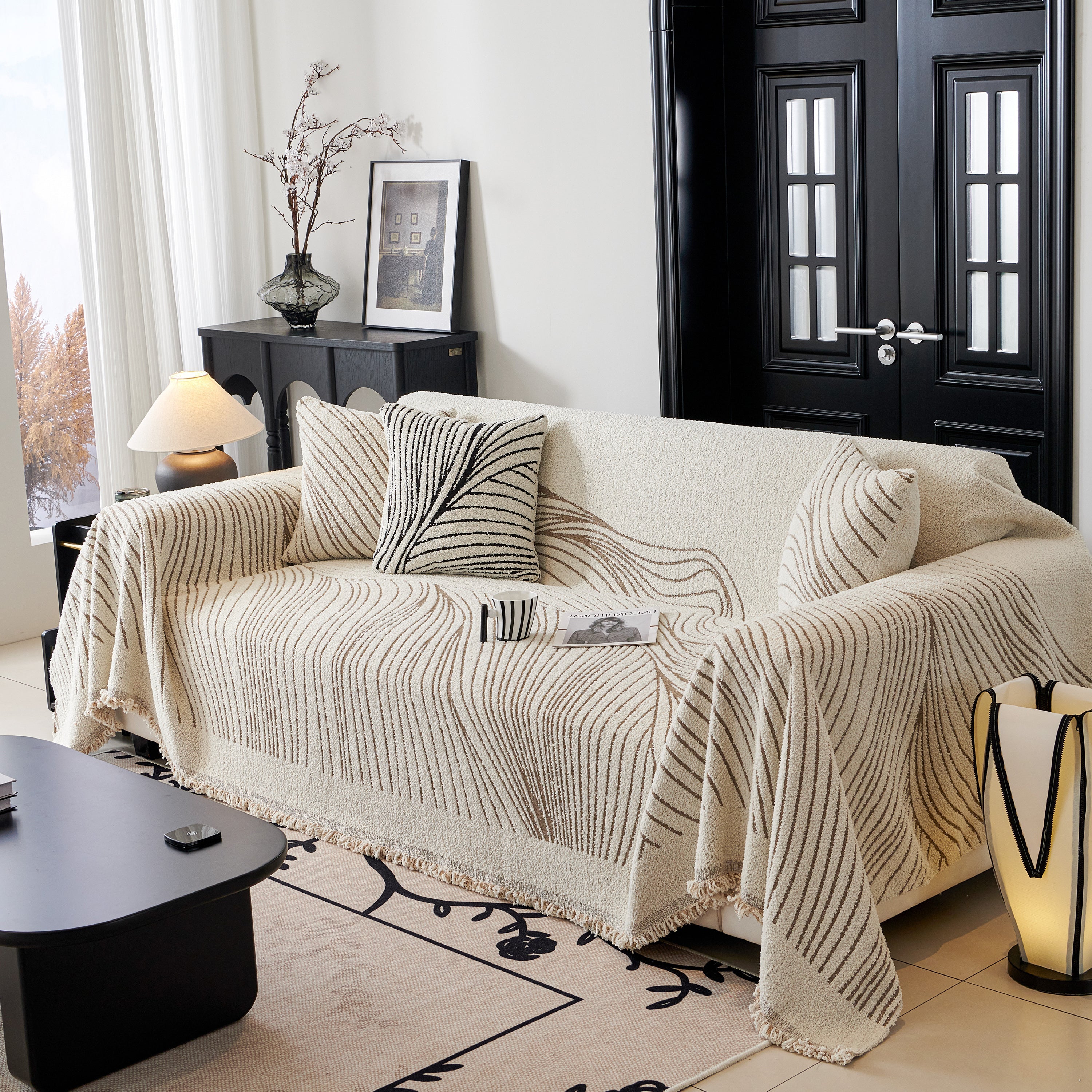 Cozy Striped Sofa Throw Blanket L Shaped Sectional Couch Covers Luxury Throws For Sofas