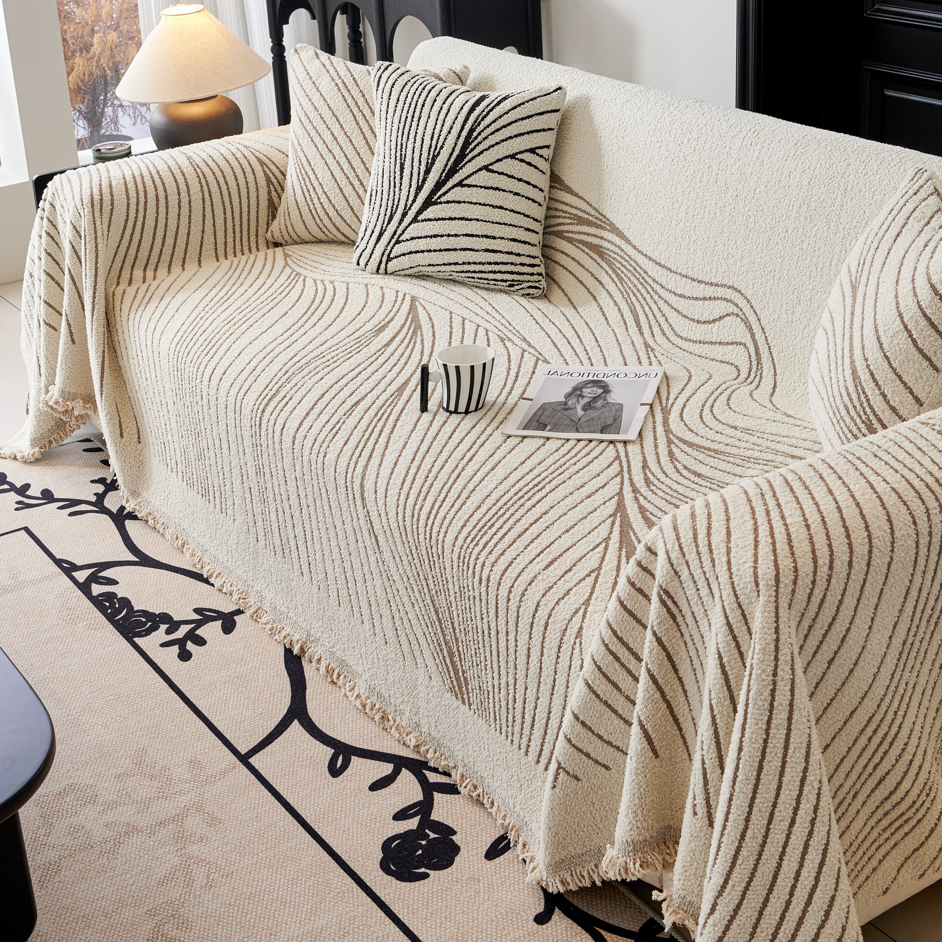 Cozy Striped Sofa Throw Blanket L Shaped Sectional Couch Covers Luxury Throws For Sofas