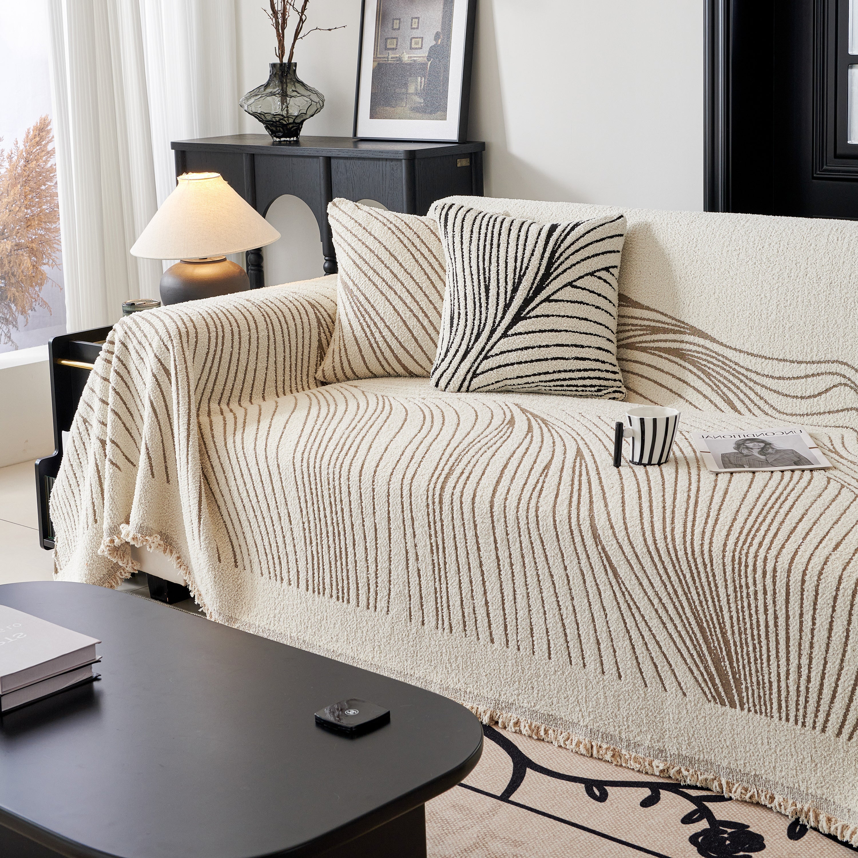 Cozy Striped Sofa Throw Blanket L Shaped Sectional Couch Covers Luxury Throws For Sofas