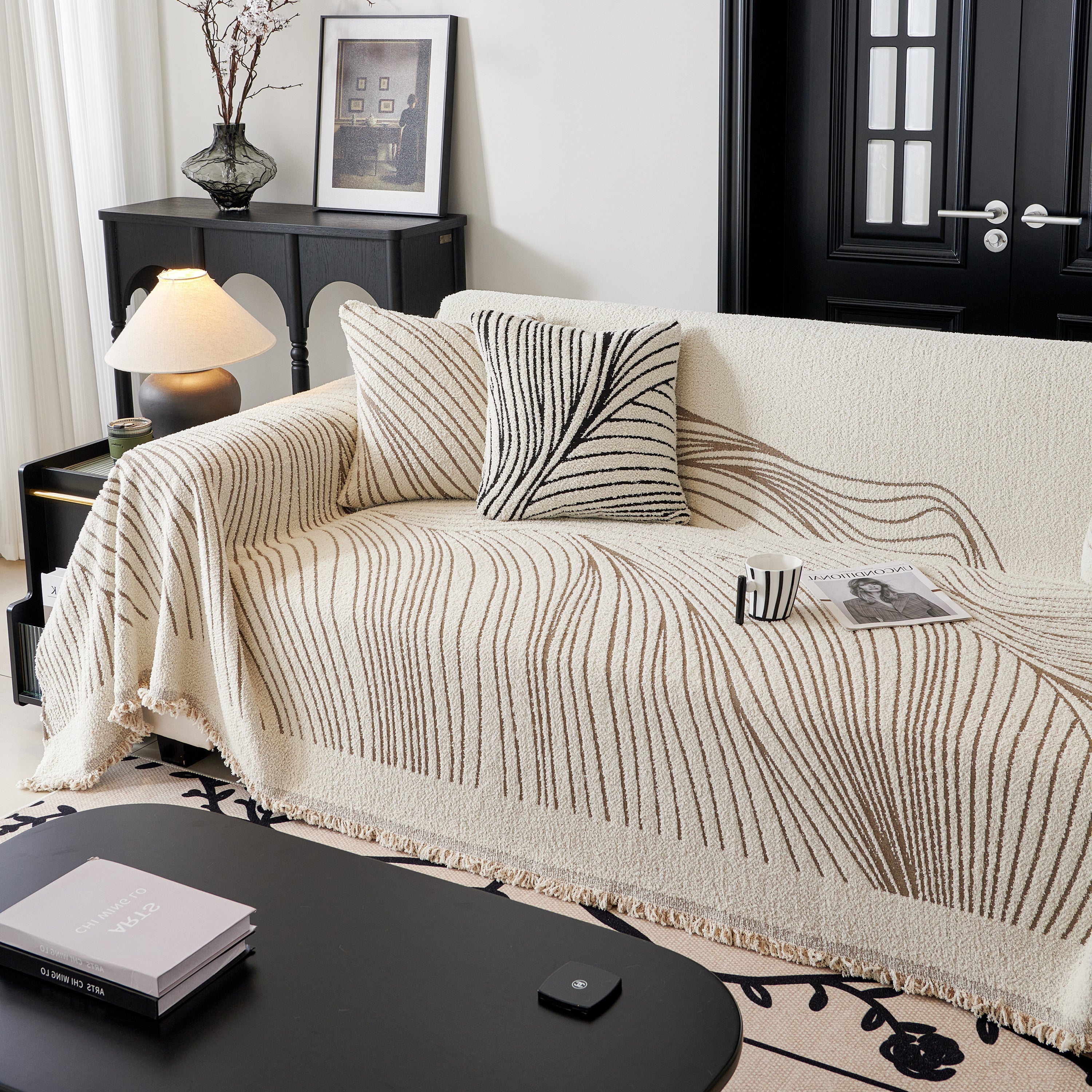 Cozy Striped Sofa Throw Blanket L Shaped Sectional Couch Covers Luxury Throws For Sofas