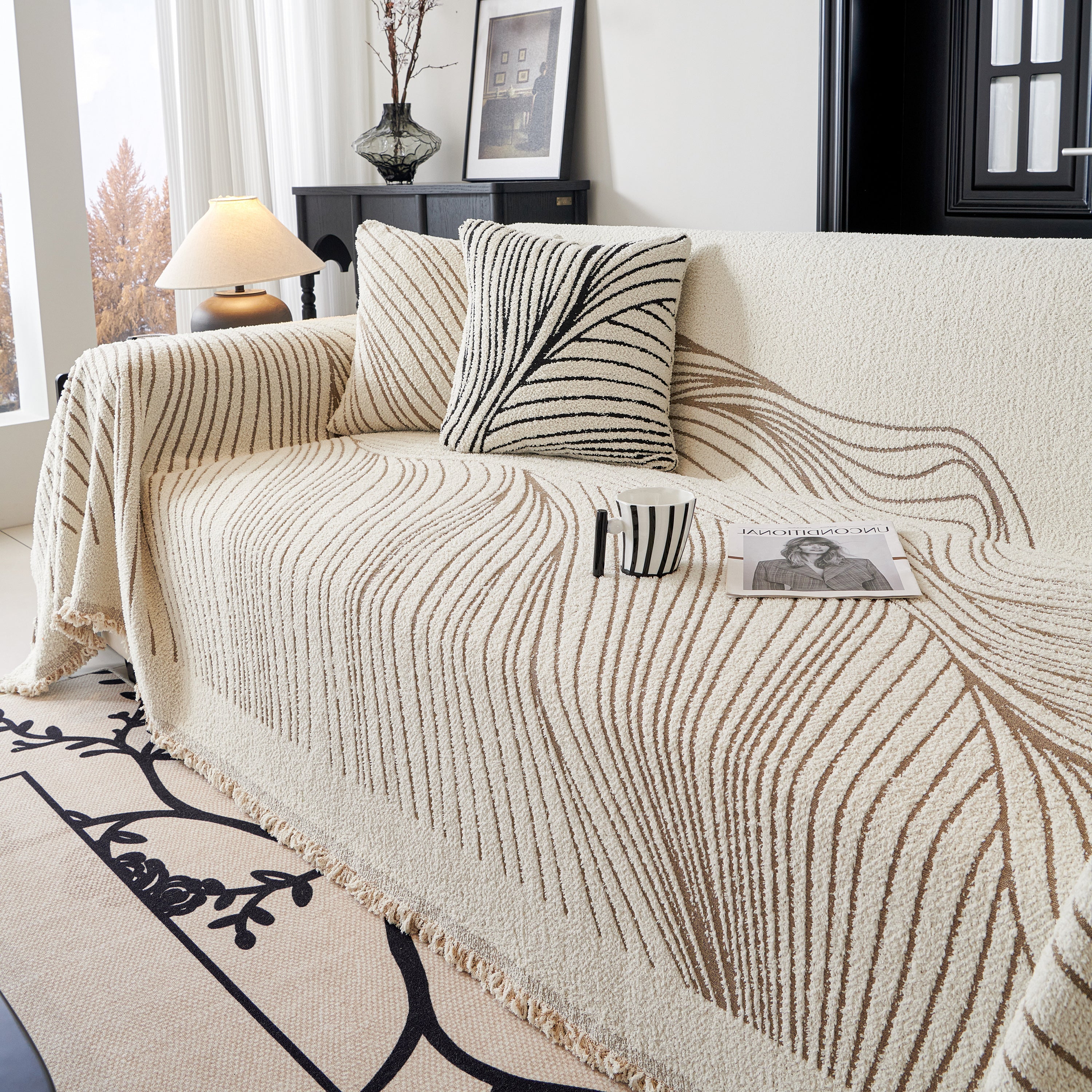 Cozy Striped Sofa Throw Blanket L Shaped Sectional Couch Covers Luxury Throws For Sofas