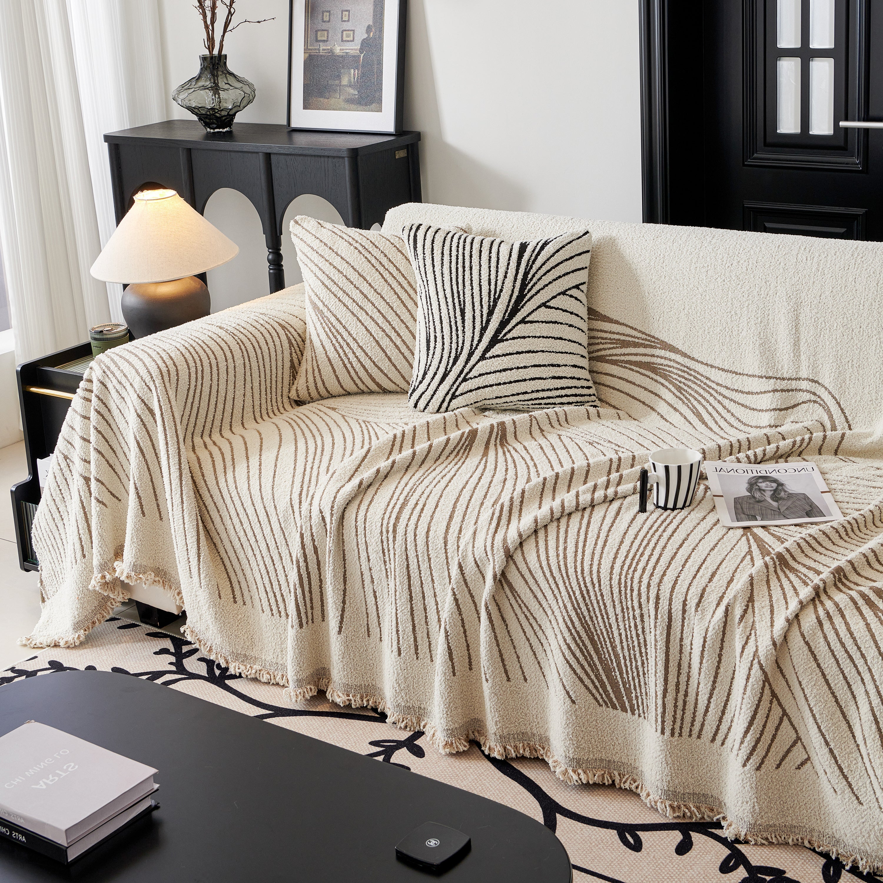 Cozy Striped Sofa Throw Blanket L Shaped Sectional Couch Covers Luxury Throws For Sofas