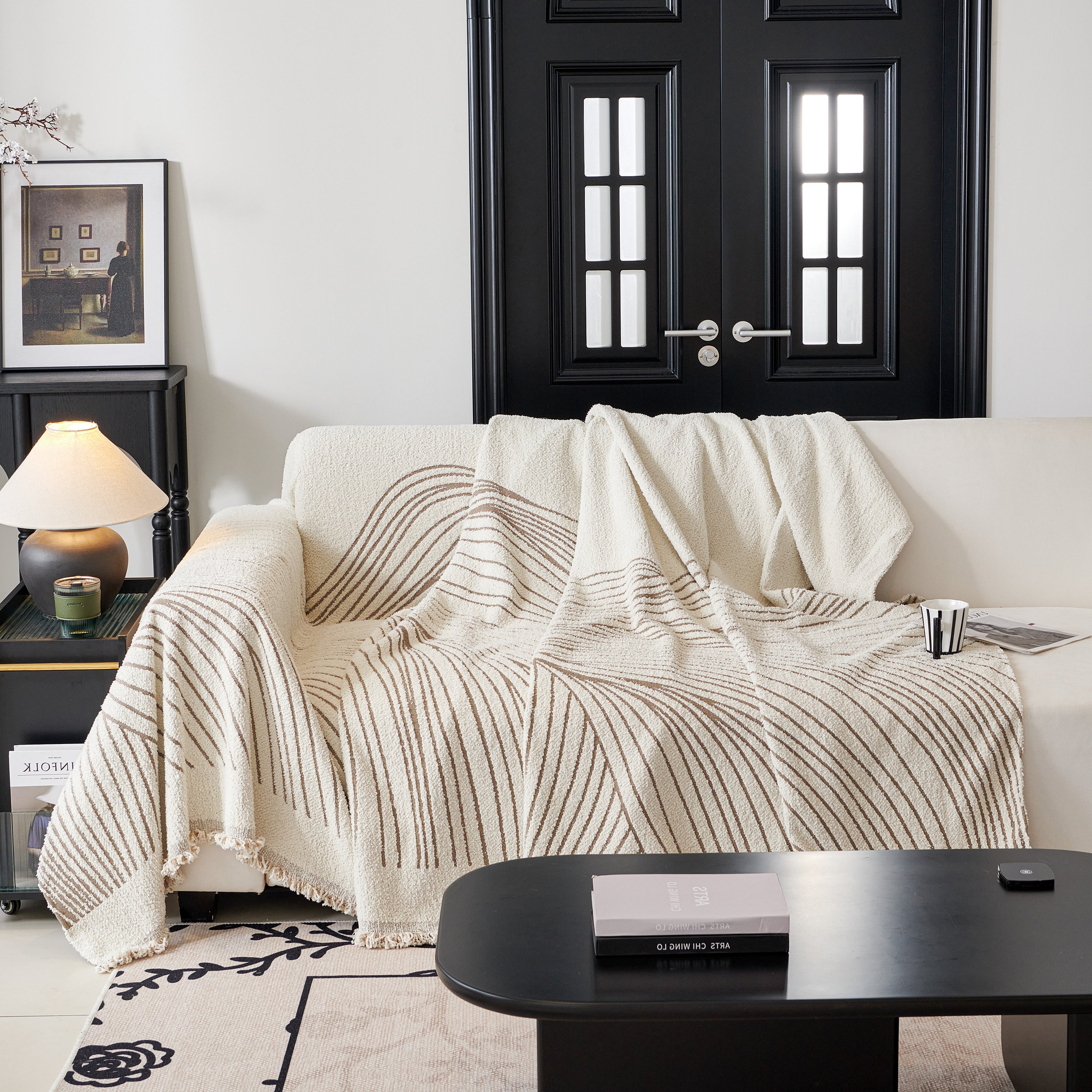 Cozy Striped Sofa Throw Blanket L Shaped Sectional Couch Covers Luxury Throws For Sofas