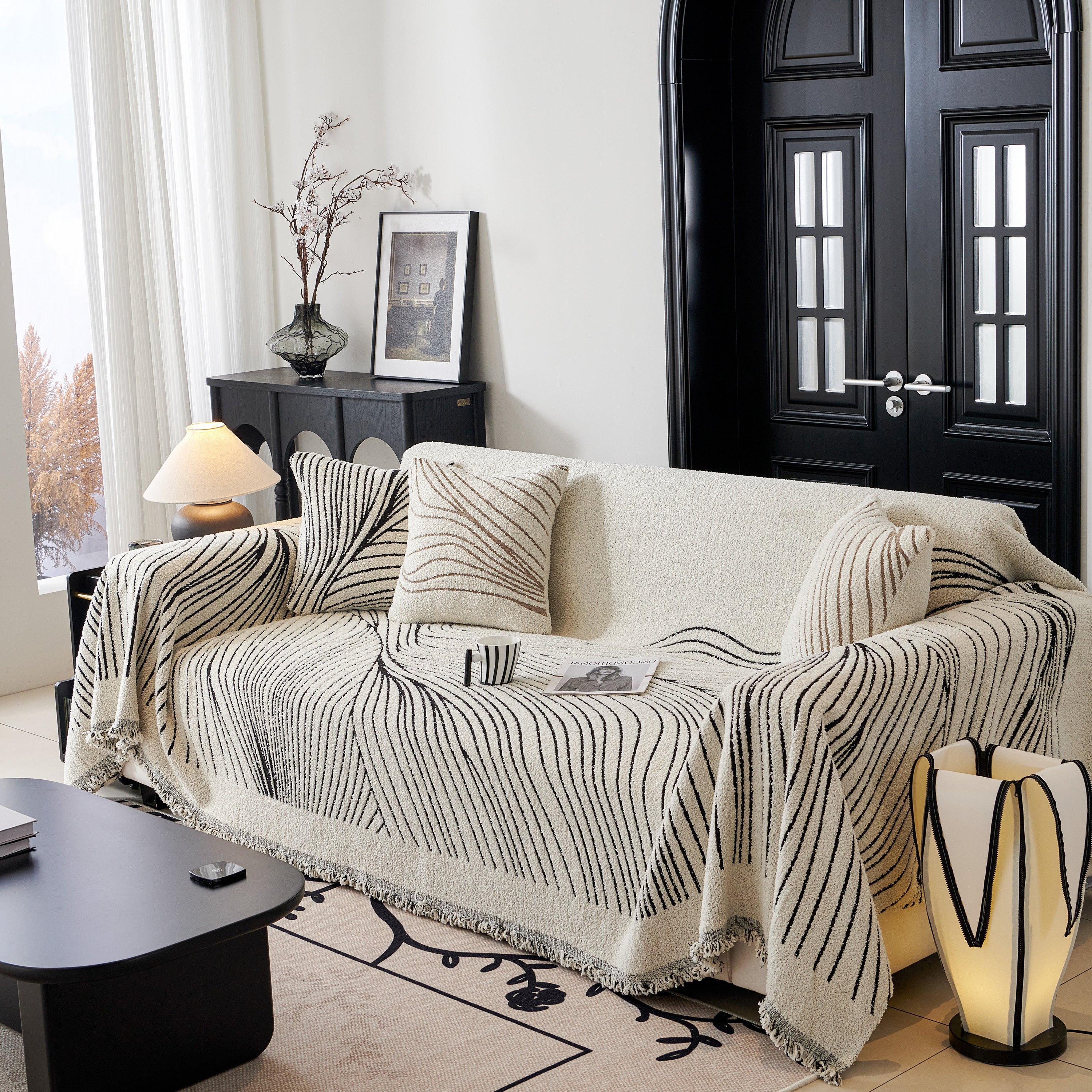 Cozy Striped Sofa Throw Blanket L Shaped Sectional Couch Covers Luxury Throws For Sofas