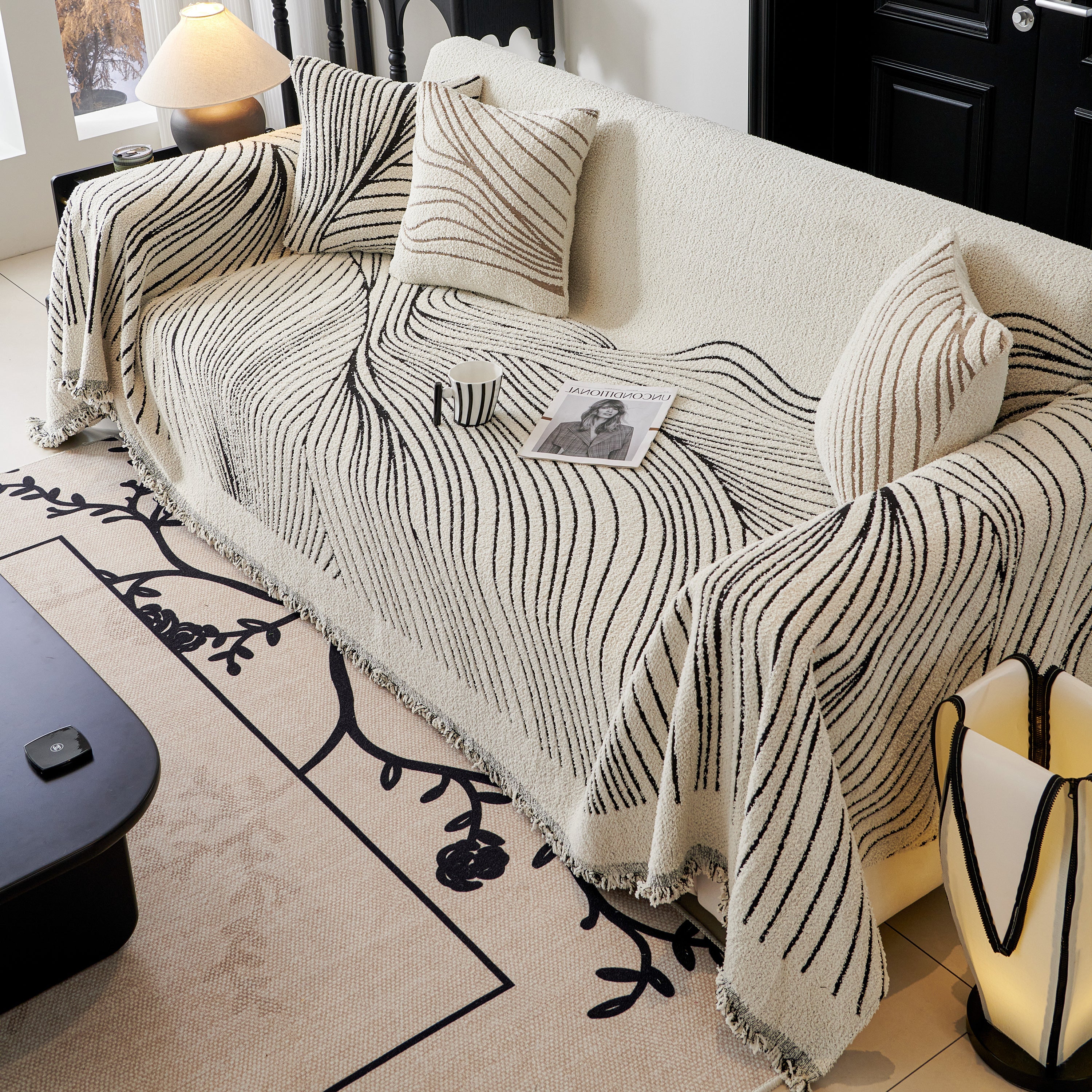 Cozy Striped Sofa Throw Blanket L Shaped Sectional Couch Covers Luxury Throws For Sofas