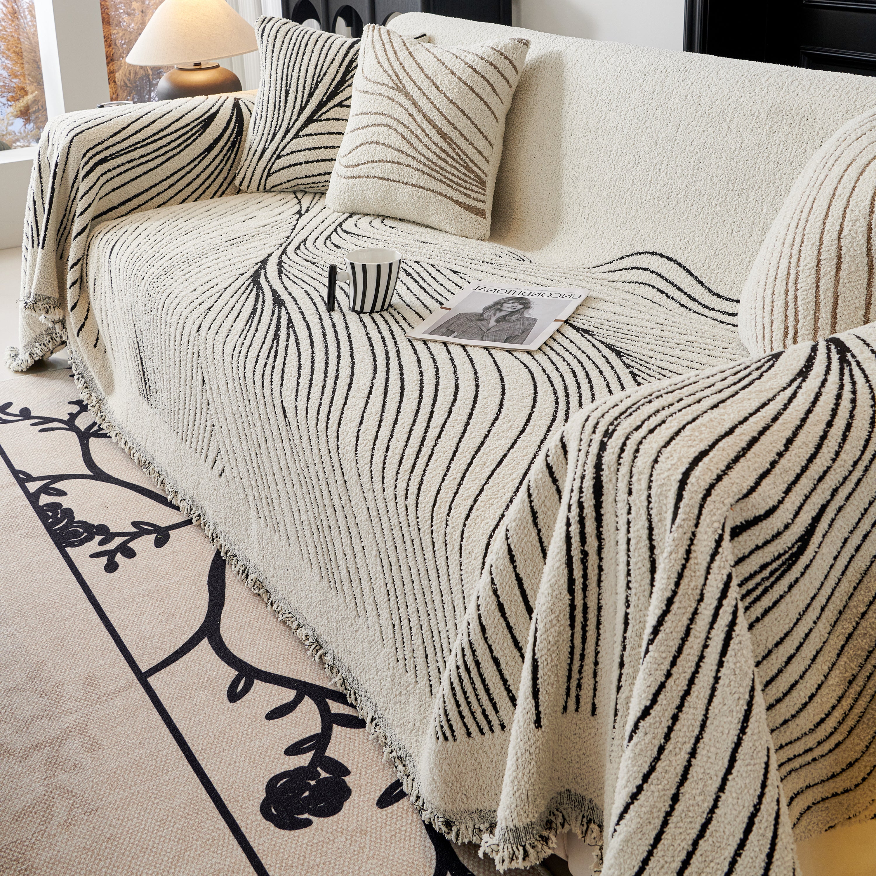 Cozy Striped Sofa Throw Blanket L Shaped Sectional Couch Covers Luxury Throws For Sofas