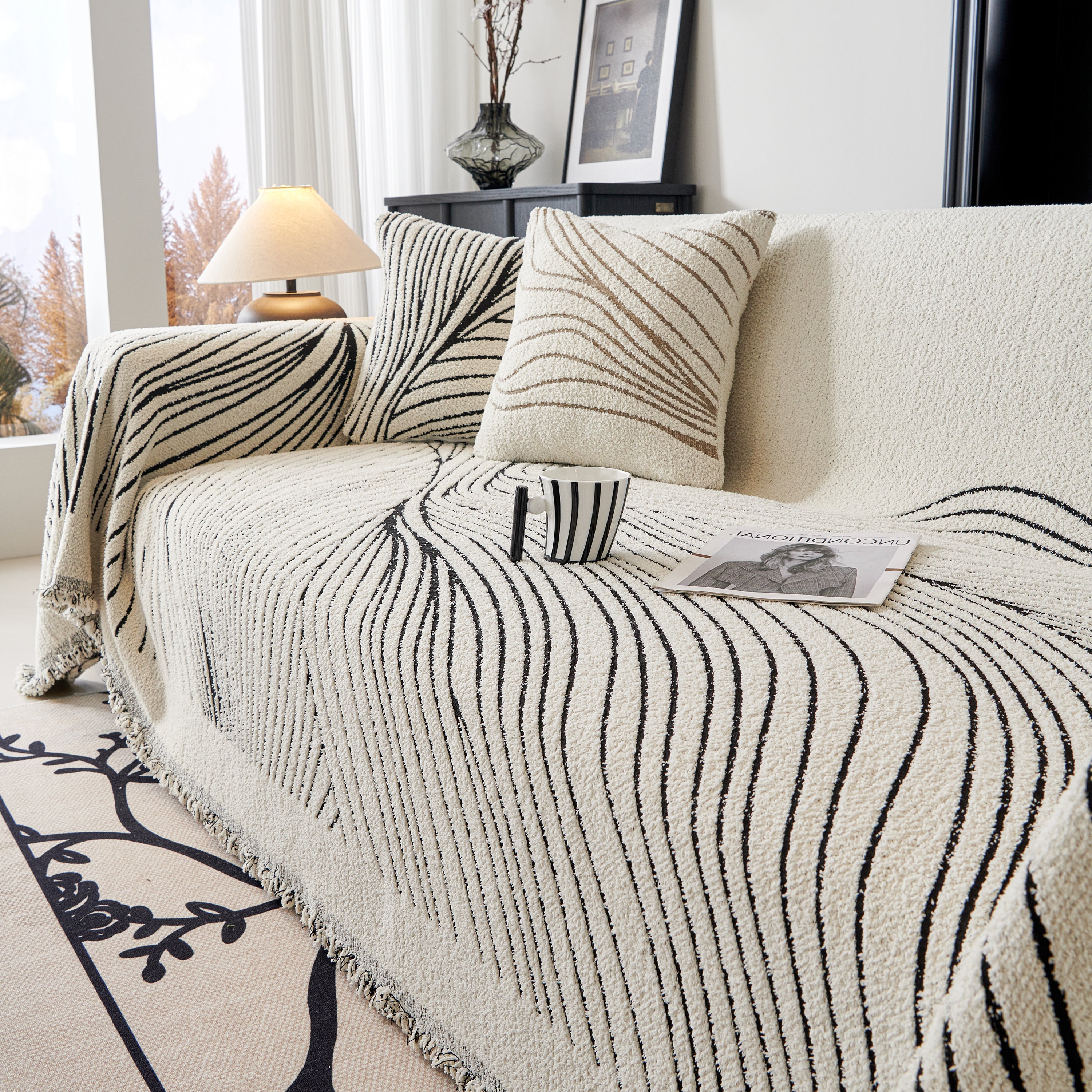 Cozy Striped Sofa Throw Blanket L Shaped Sectional Couch Covers Luxury Throws For Sofas