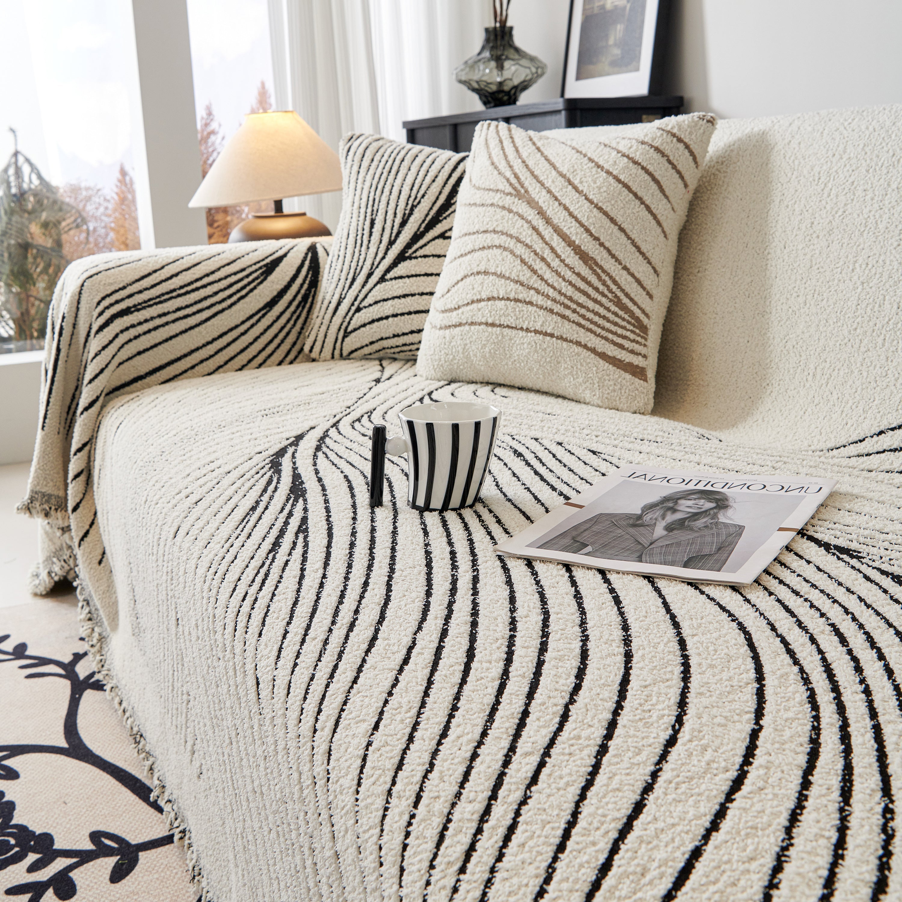 Cozy Striped Sofa Throw Blanket L Shaped Sectional Couch Covers Luxury Throws For Sofas