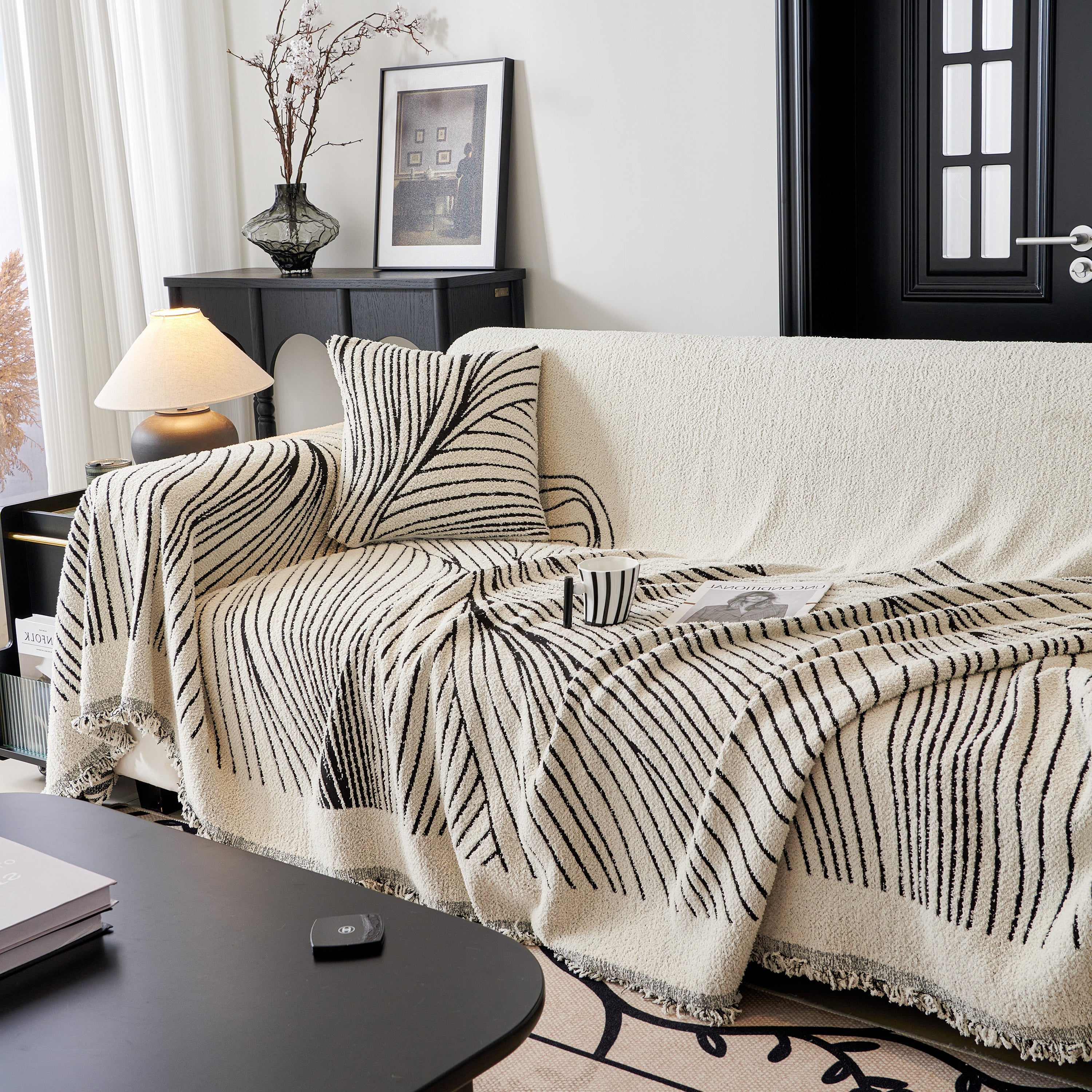 Cozy Striped Sofa Throw Blanket L Shaped Sectional Couch Covers Luxury Throws For Sofas