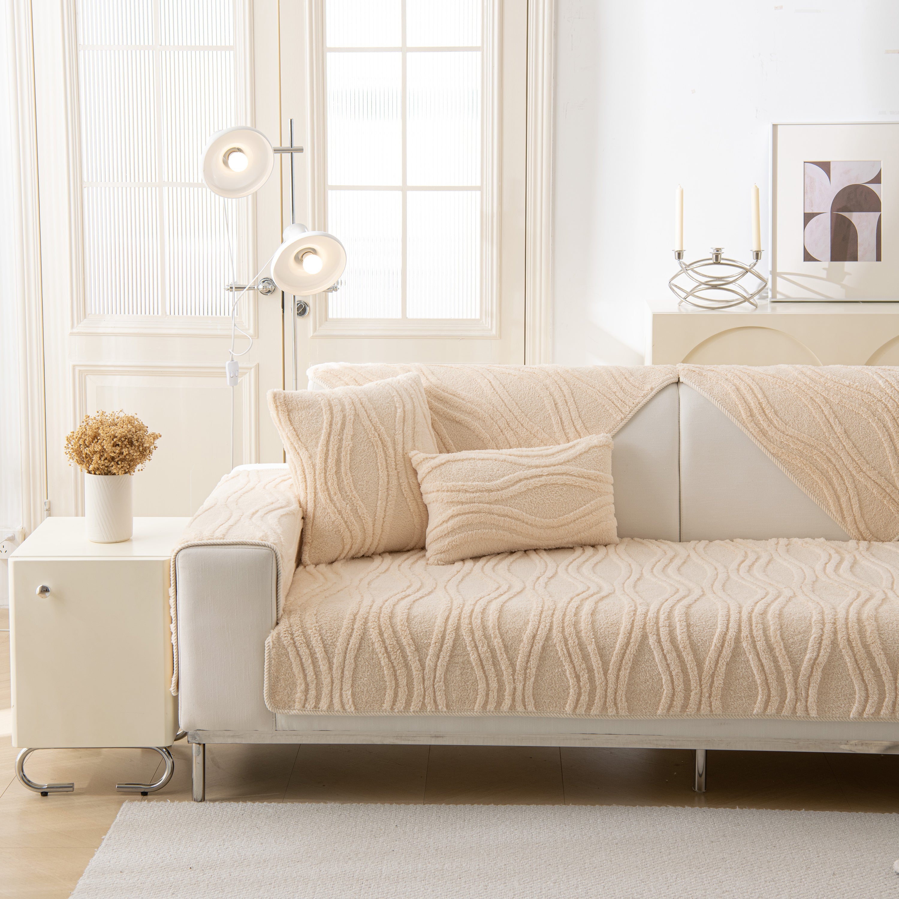 Winter Thickened Non-slip Blanket, Three-dimensional Embossed Cotton Velvet Sofa Cover