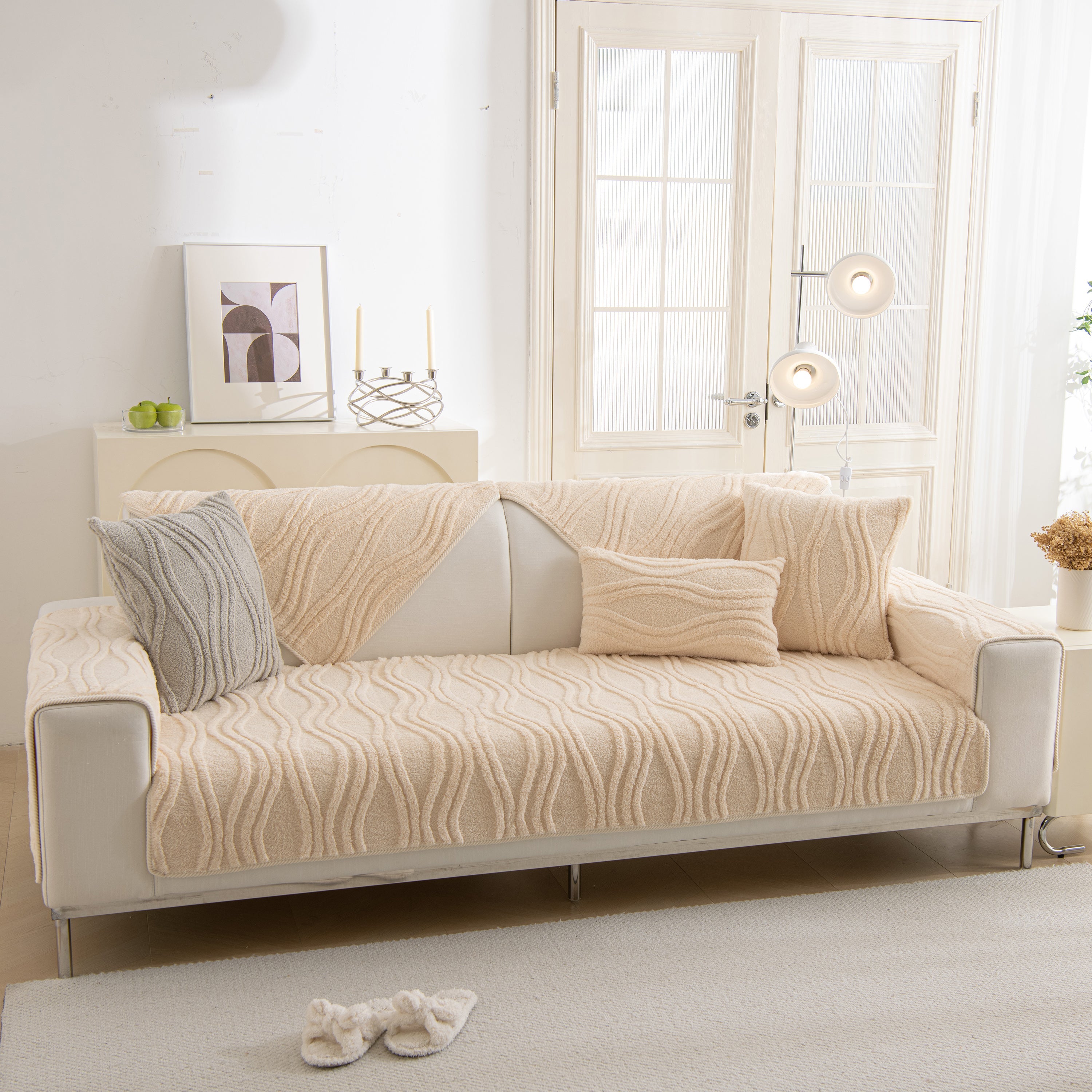 Winter Thickened Non-slip Blanket, Three-dimensional Embossed Cotton Velvet Sofa Cover