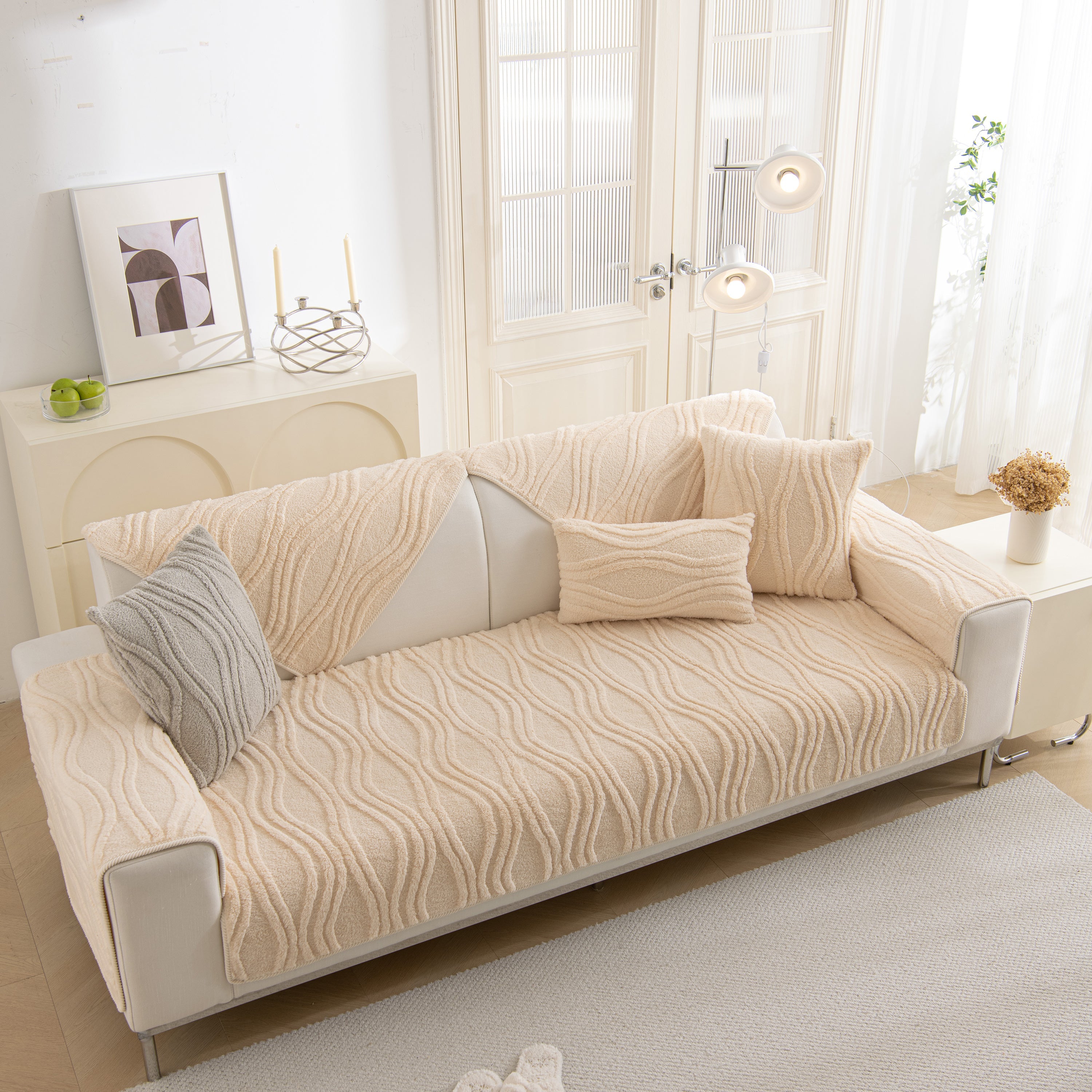Winter Thickened Non-slip Blanket, Three-dimensional Embossed Cotton Velvet Sofa Cover