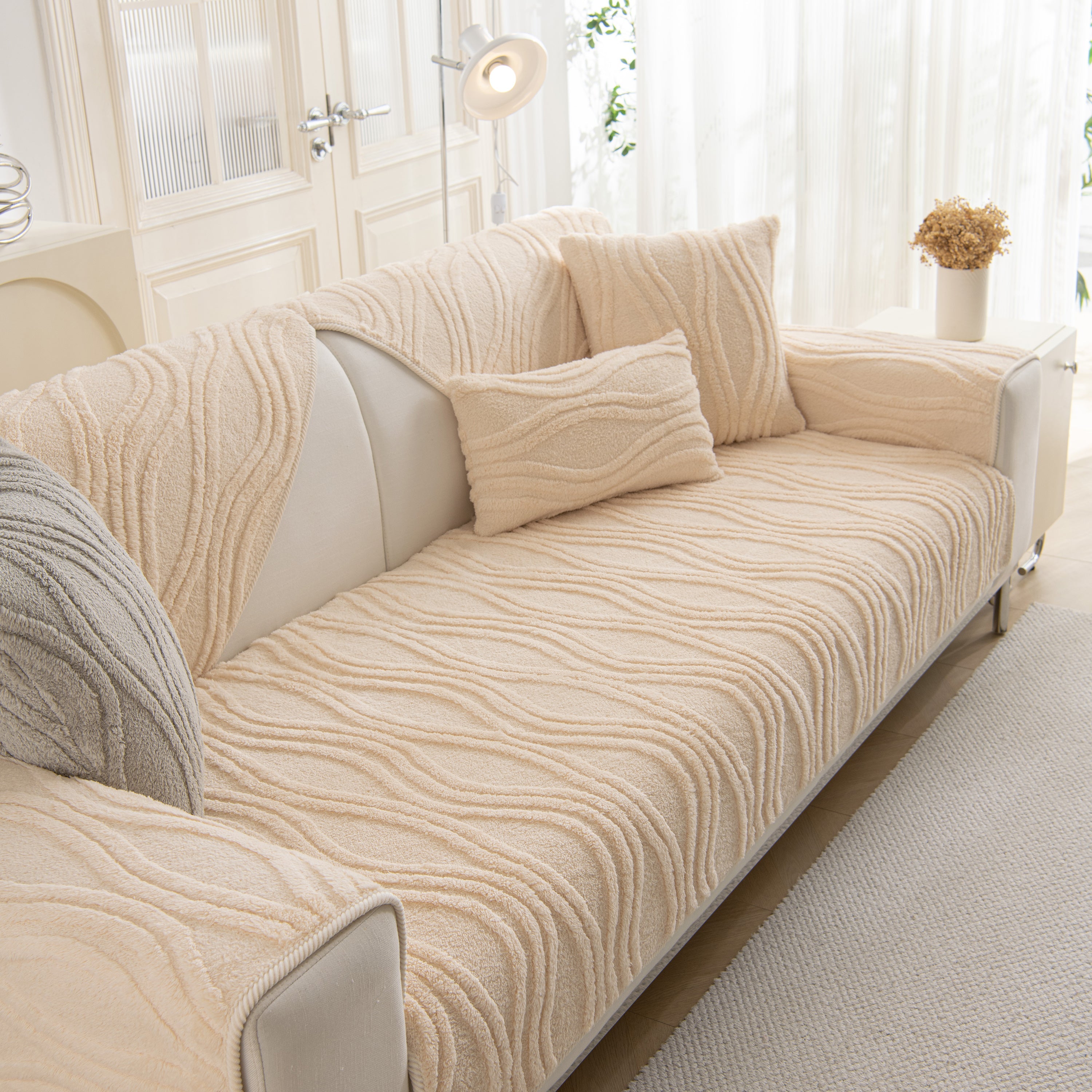 Winter Thickened Non-slip Blanket, Three-dimensional Embossed Cotton Velvet Sofa Cover