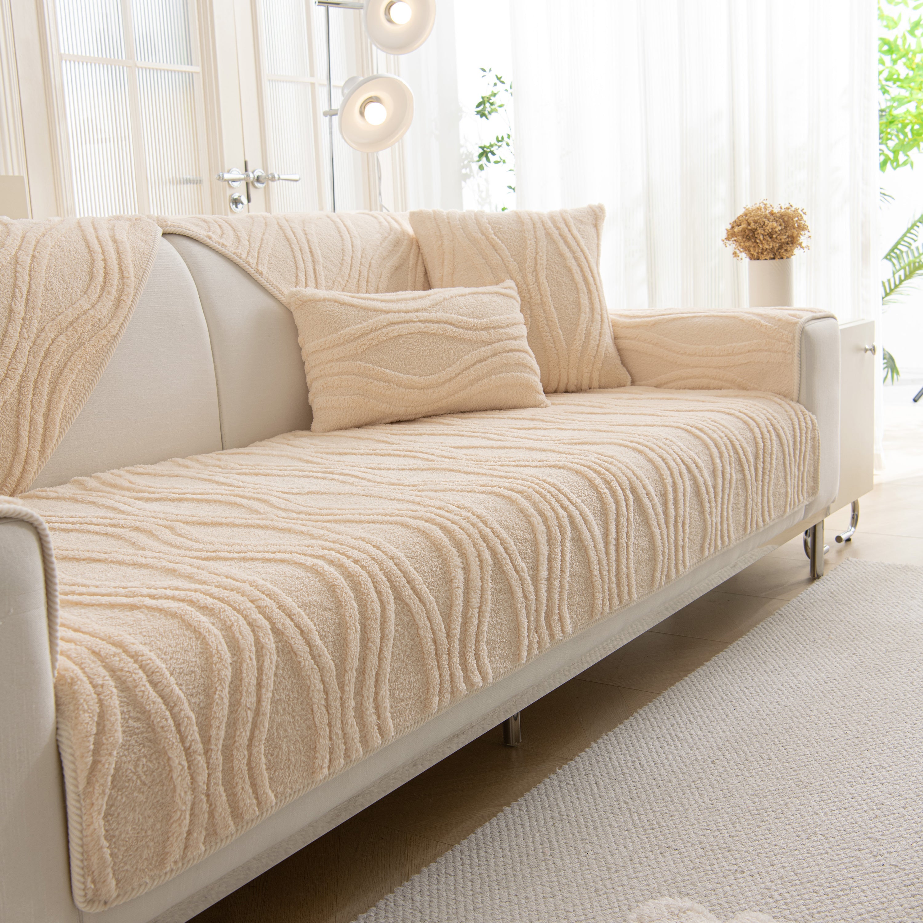 Winter Thickened Non-slip Blanket, Three-dimensional Embossed Cotton Velvet Sofa Cover