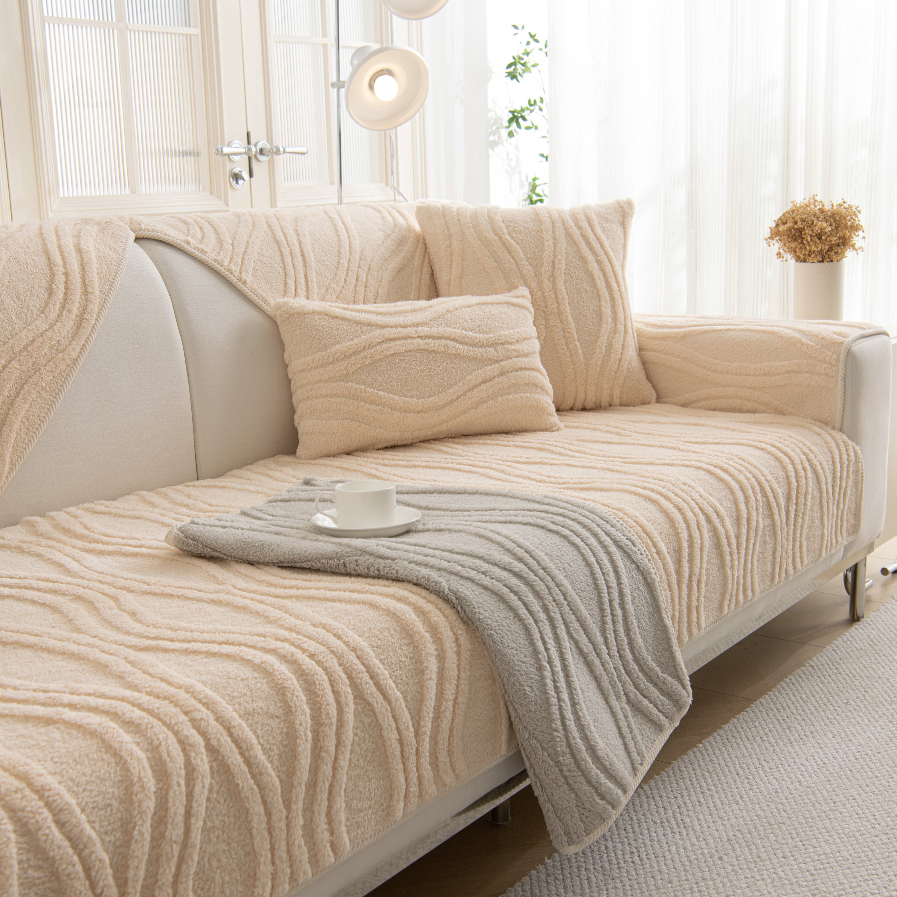 Winter Thickened Non-slip Blanket, Three-dimensional Embossed Cotton Velvet Sofa Cover