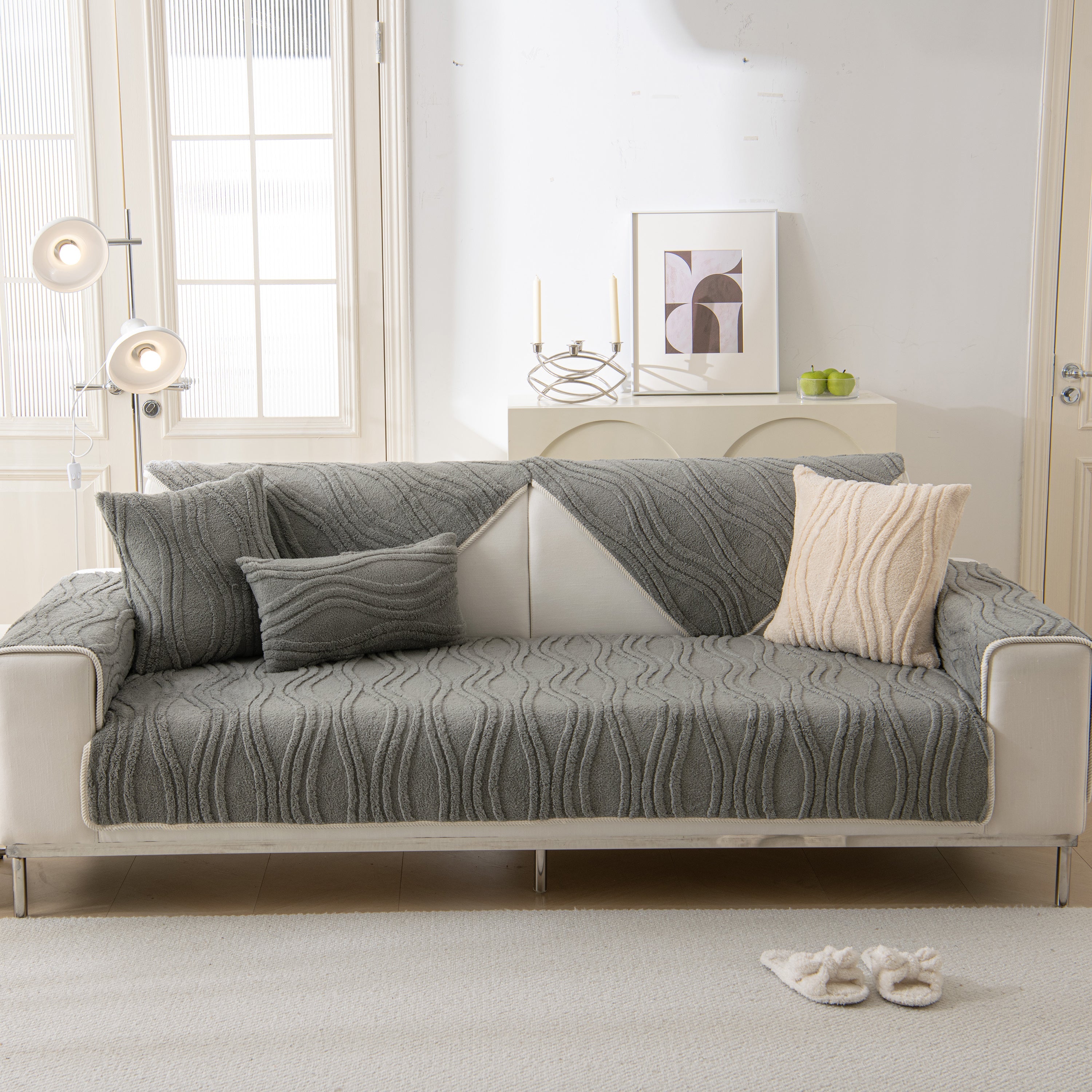 Winter Thickened Non-slip Blanket, Three-dimensional Embossed Cotton Velvet Sofa Cover