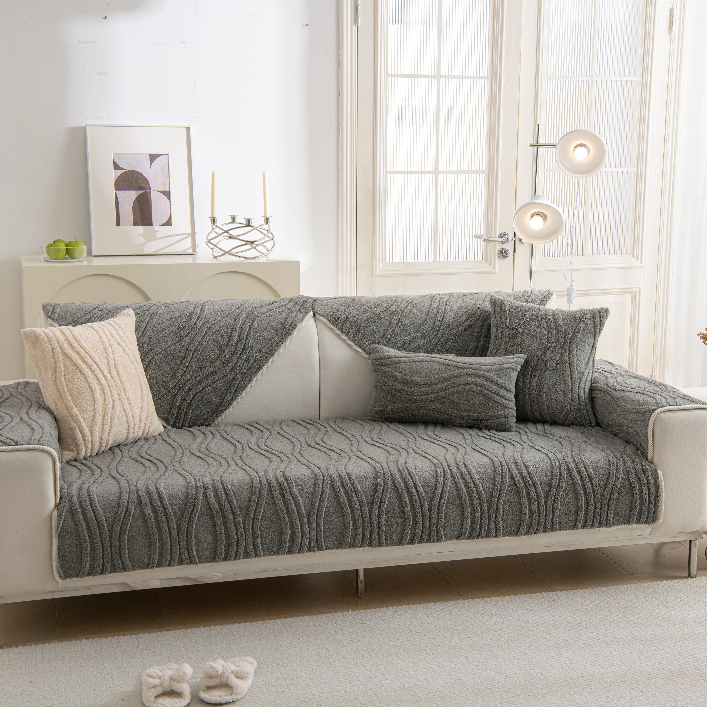 Winter Thickened Non-slip Blanket, Three-dimensional Embossed Cotton Velvet Sofa Cover