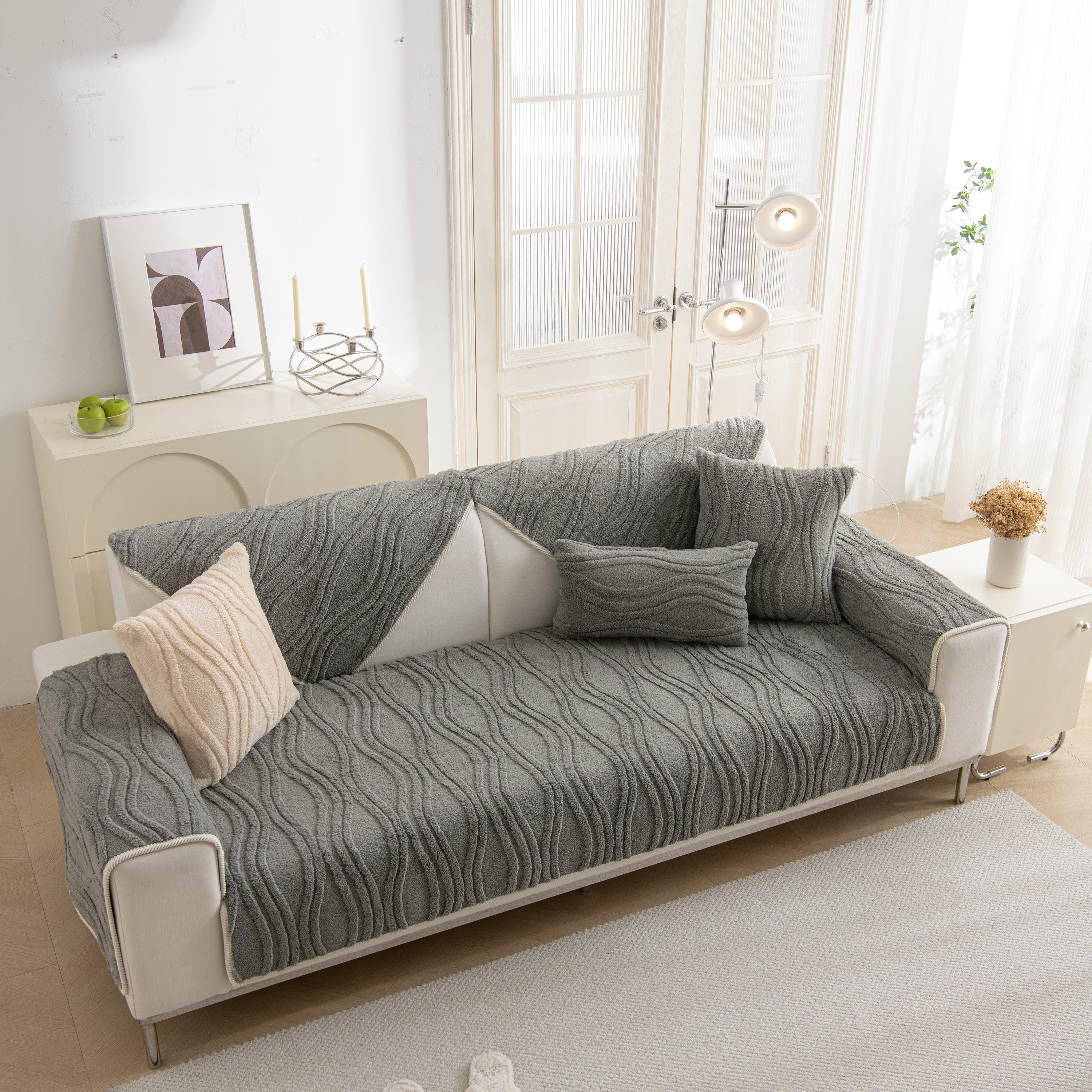Winter Thickened Non-slip Blanket, Three-dimensional Embossed Cotton Velvet Sofa Cover