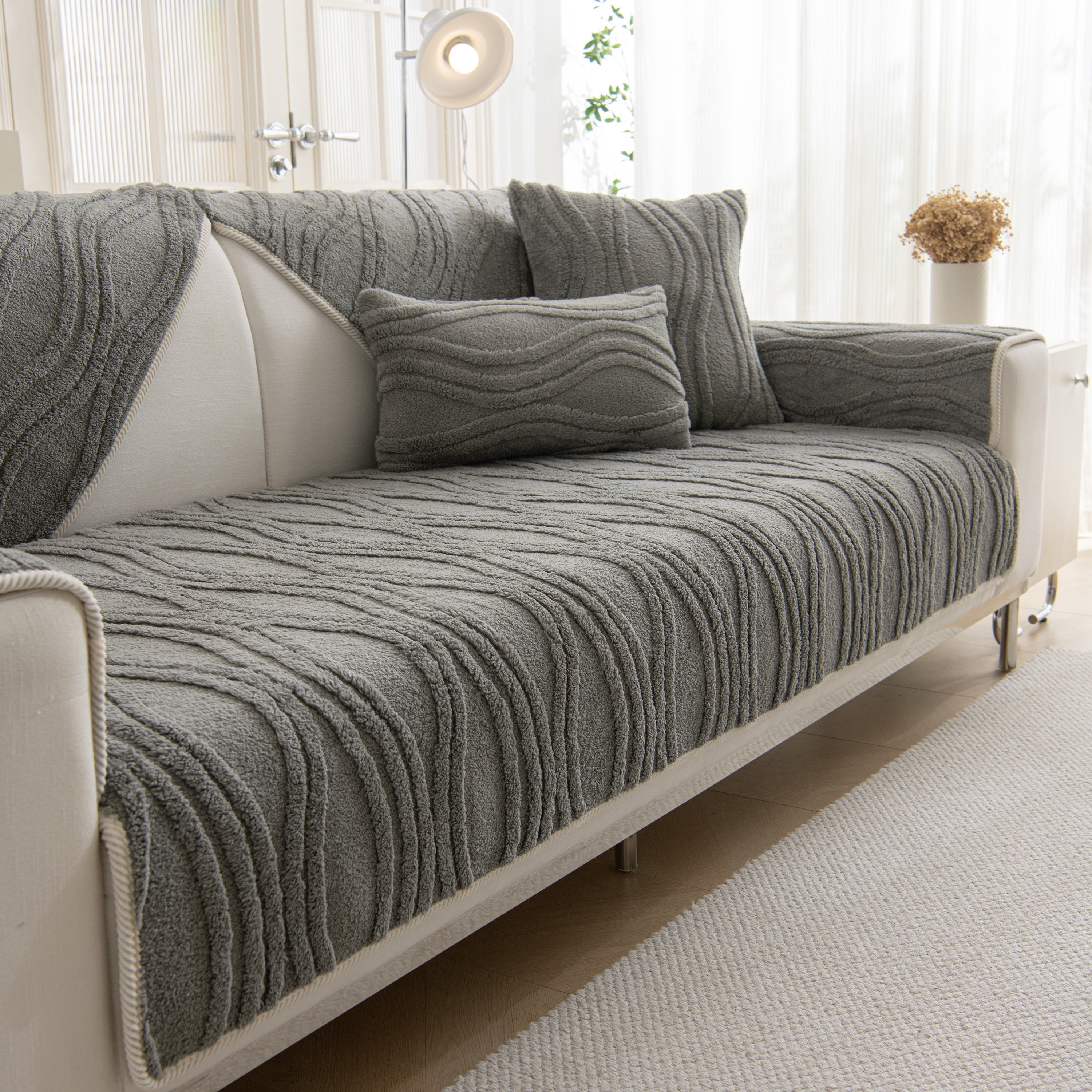 Winter Thickened Non-slip Blanket, Three-dimensional Embossed Cotton Velvet Sofa Cover