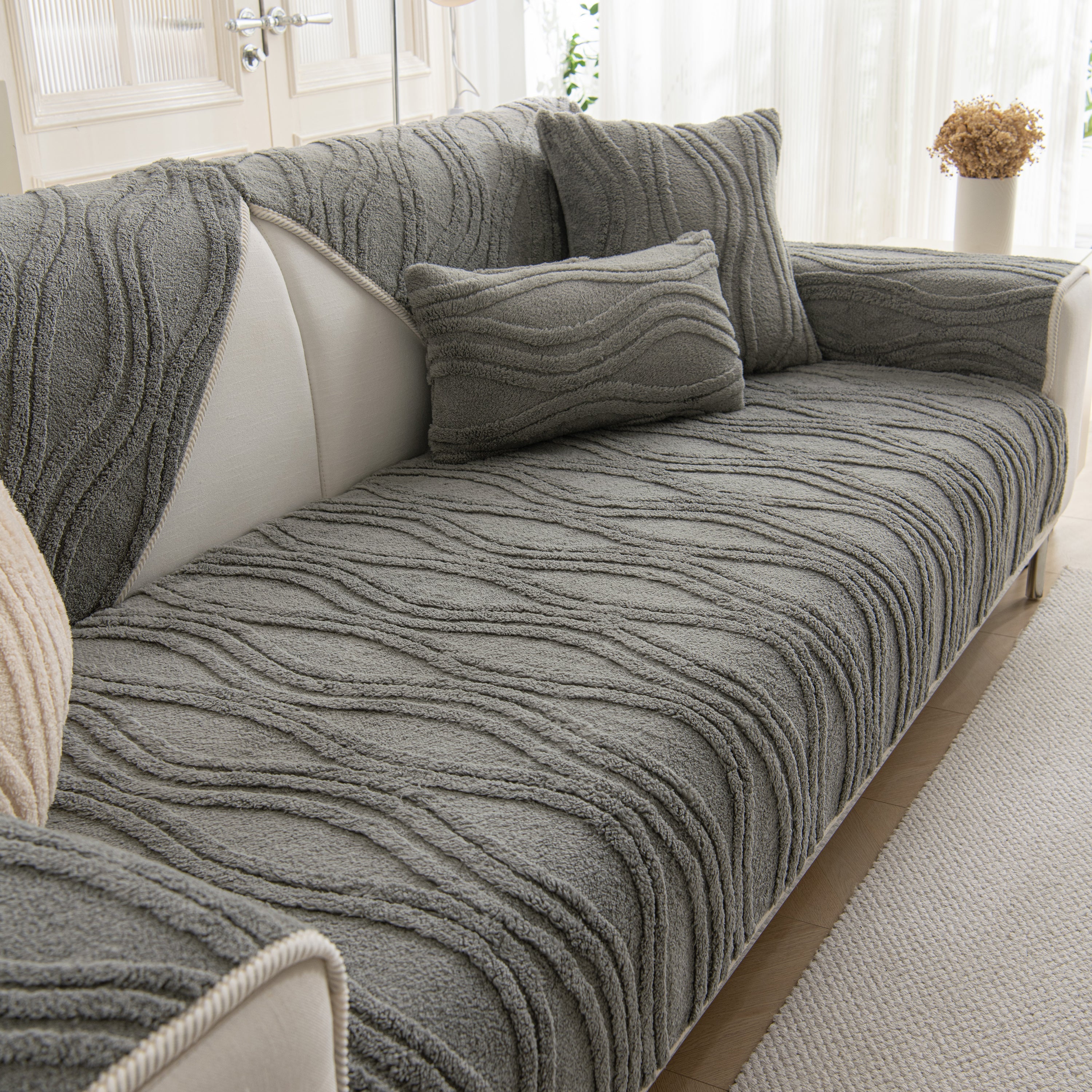 Winter Thickened Non-slip Blanket, Three-dimensional Embossed Cotton Velvet Sofa Cover