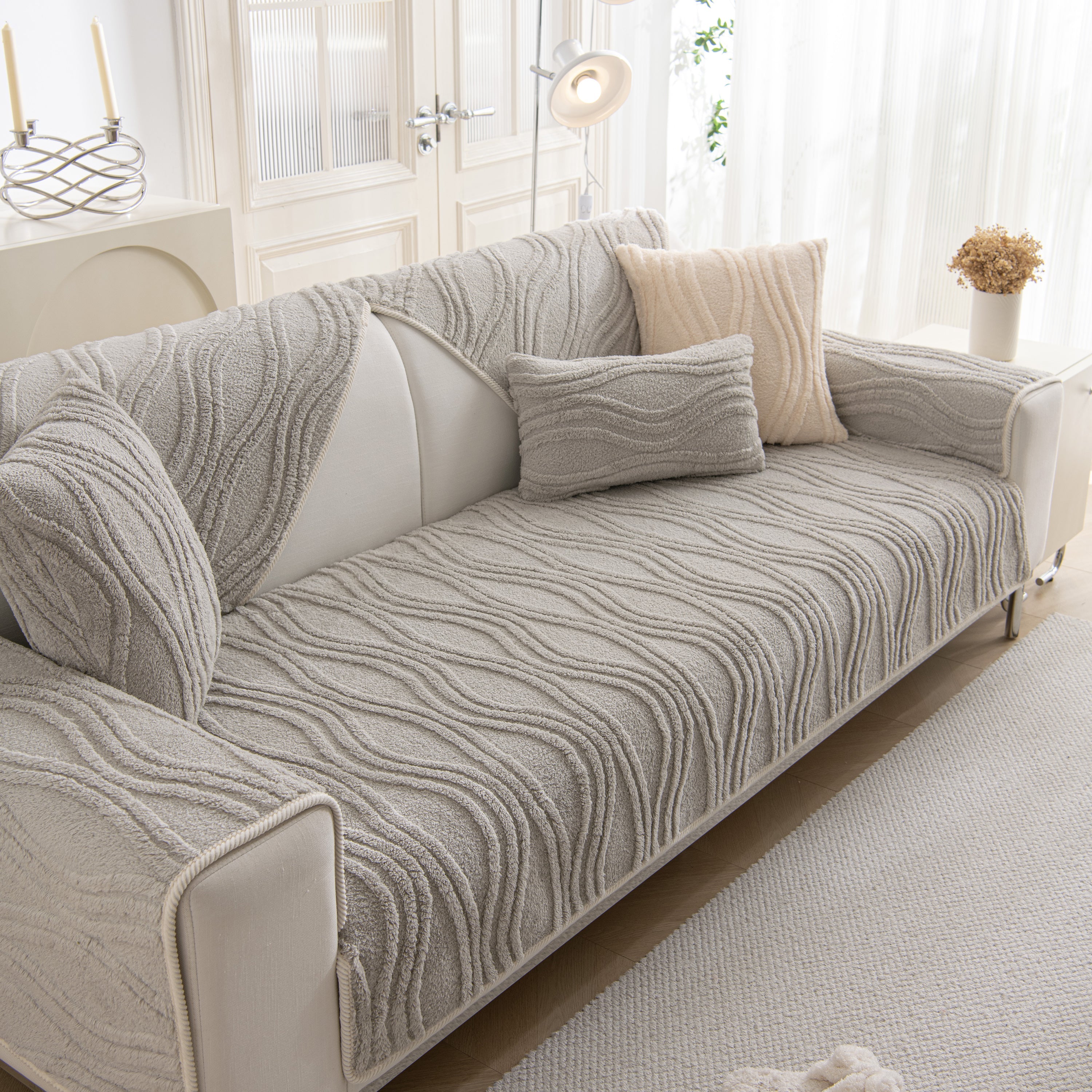 Winter Thickened Non-slip Blanket, Three-dimensional Embossed Cotton Velvet Sofa Cover