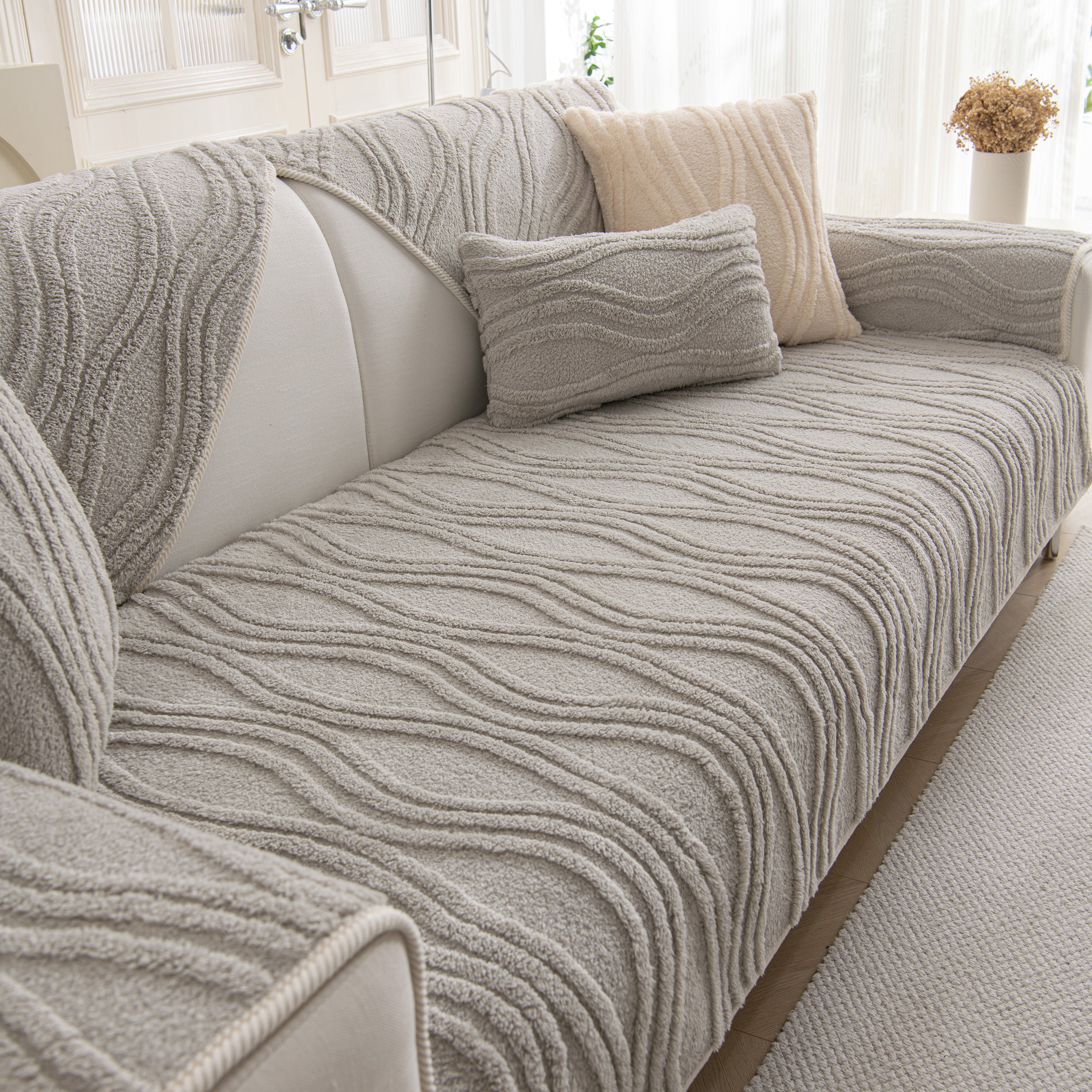 Winter Thickened Non-slip Blanket, Three-dimensional Embossed Cotton Velvet Sofa Cover