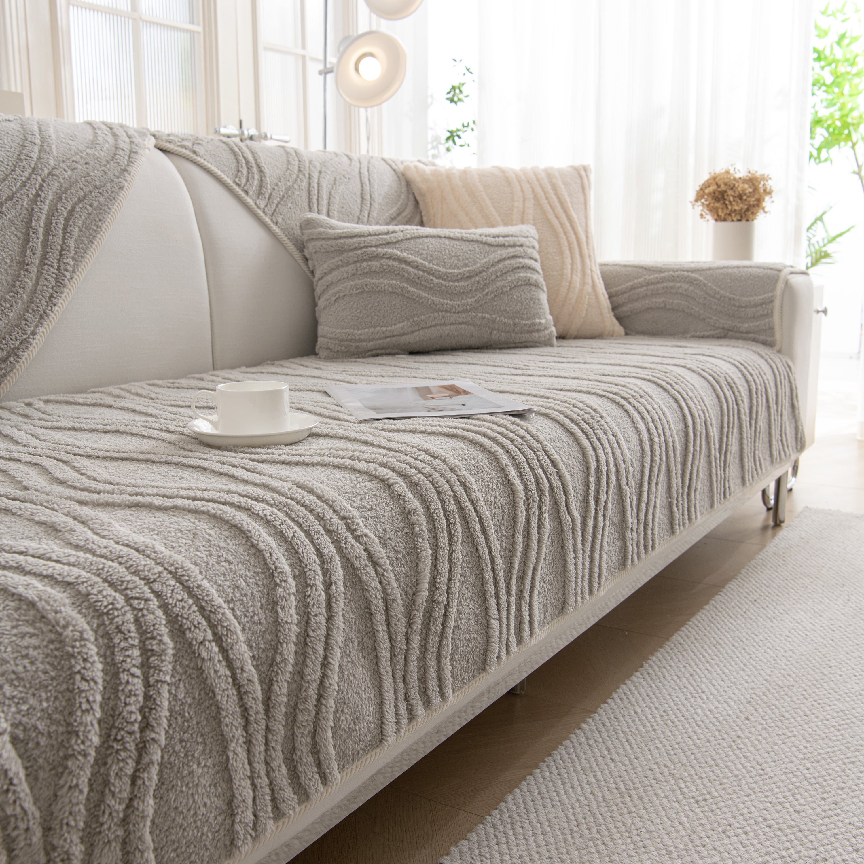 Winter Thickened Non-slip Blanket, Three-dimensional Embossed Cotton Velvet Sofa Cover