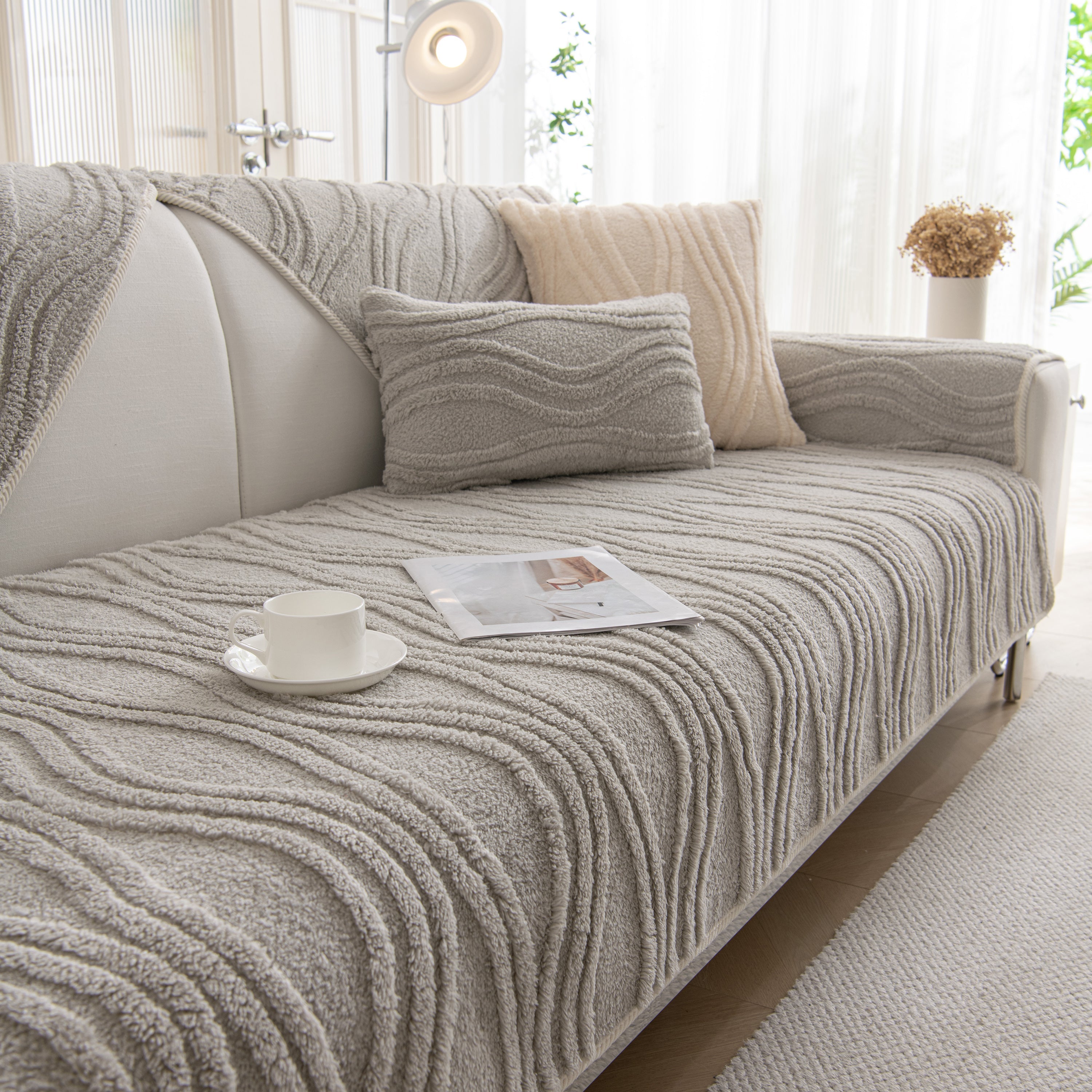 Winter Thickened Non-slip Blanket, Three-dimensional Embossed Cotton Velvet Sofa Cover