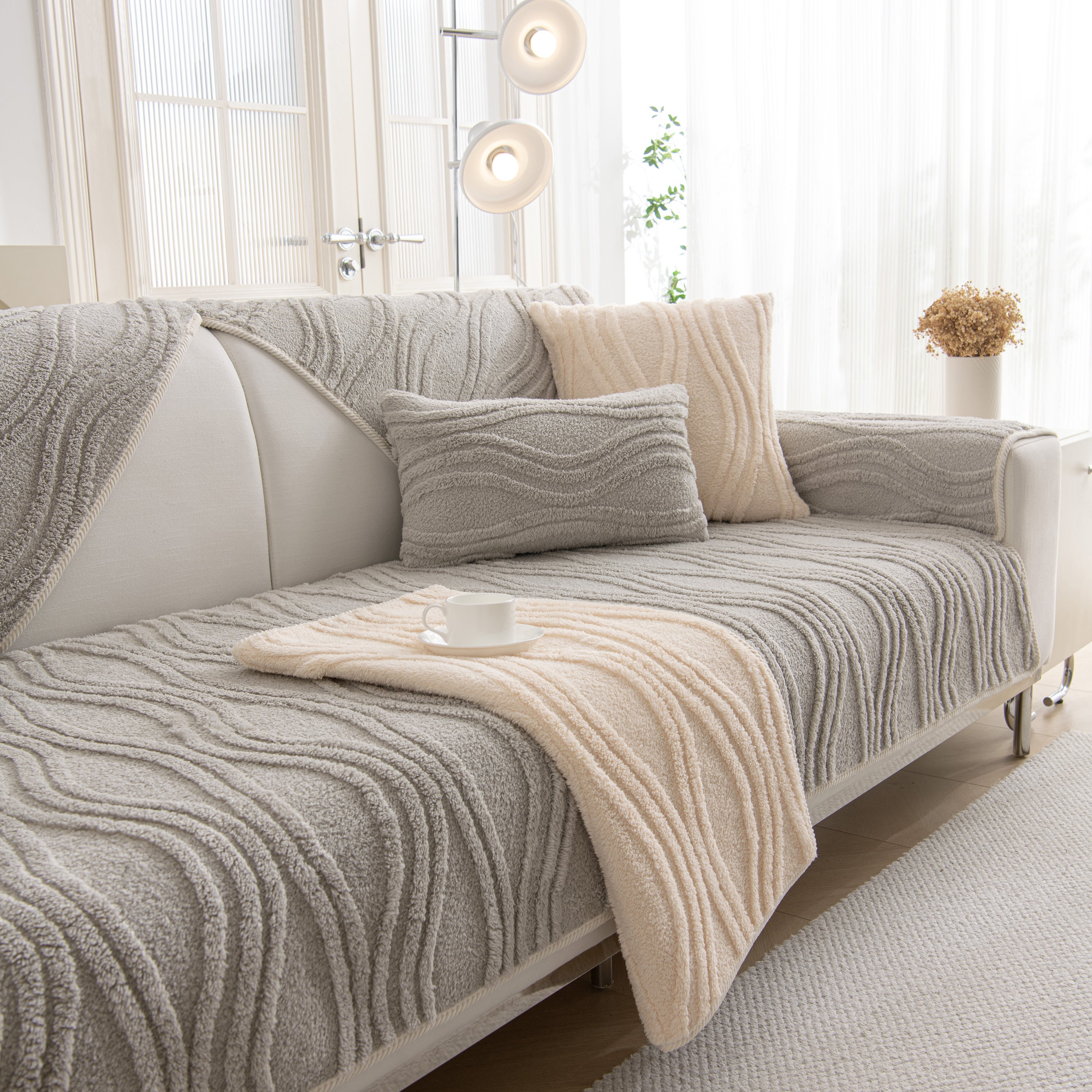 Winter Thickened Non-slip Blanket, Three-dimensional Embossed Cotton Velvet Sofa Cover