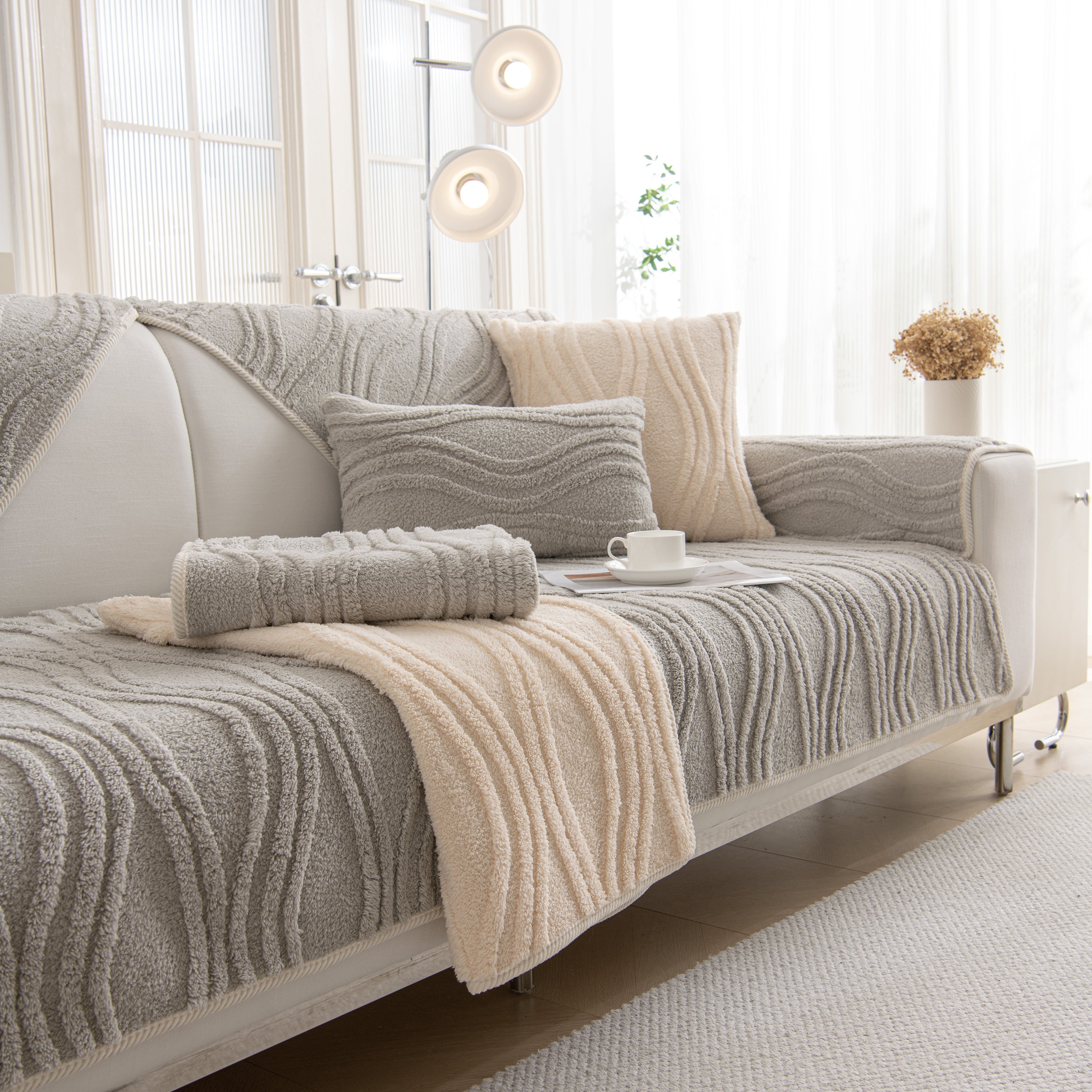 Winter Thickened Non-slip Blanket, Three-dimensional Embossed Cotton Velvet Sofa Cover
