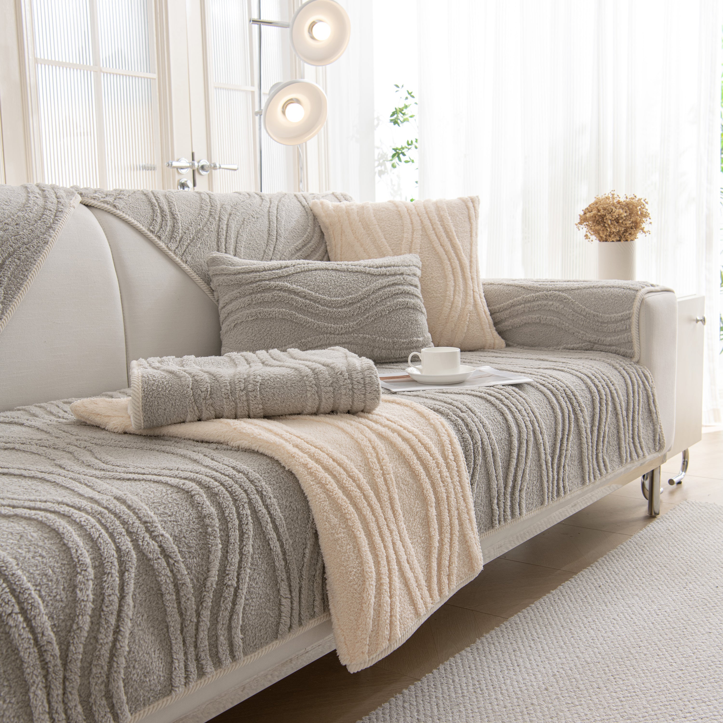 Winter Thickened Non-slip Blanket, Three-dimensional Embossed Cotton Velvet Sofa Cover