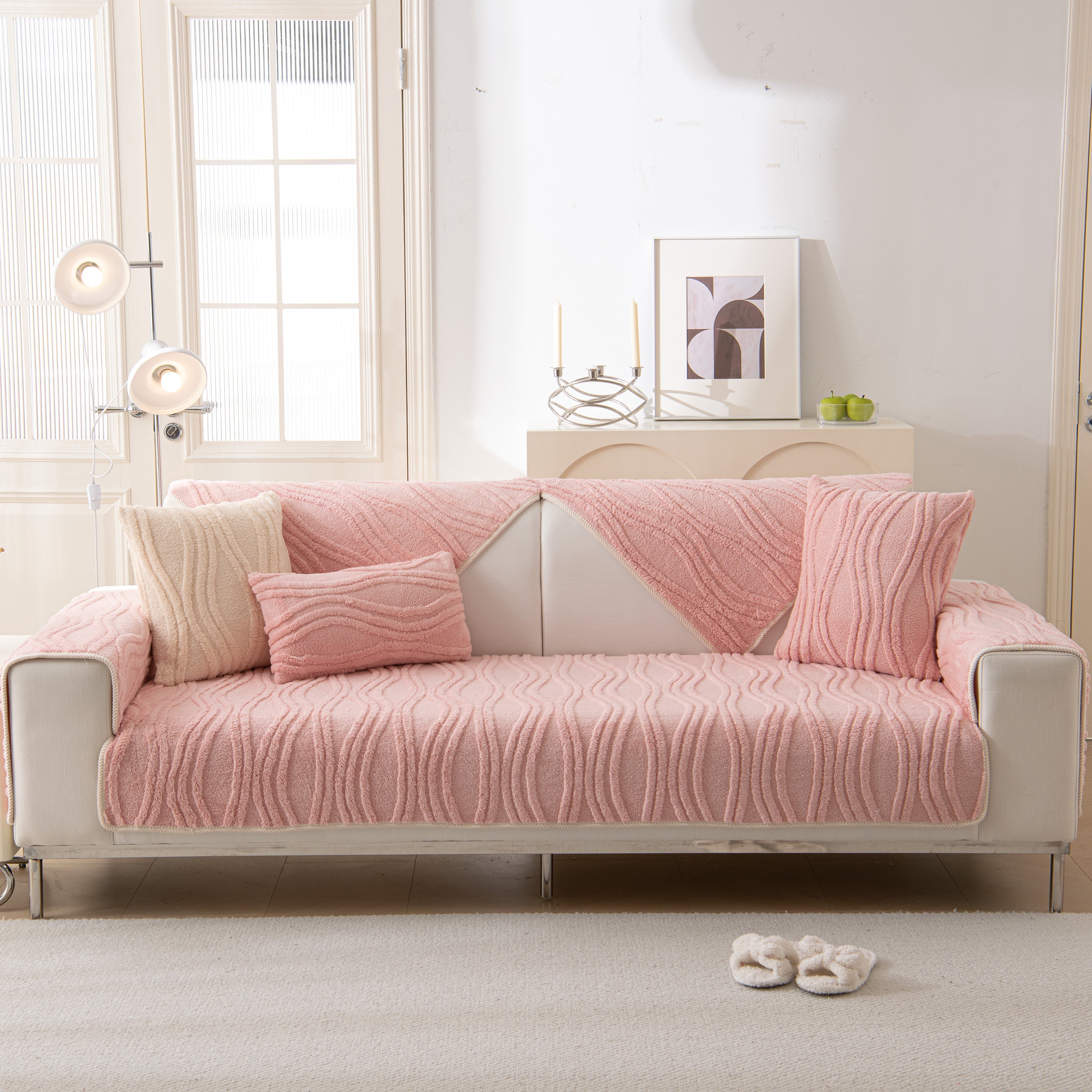 Winter Thickened Non-slip Blanket, Three-dimensional Embossed Cotton Velvet Sofa Cover