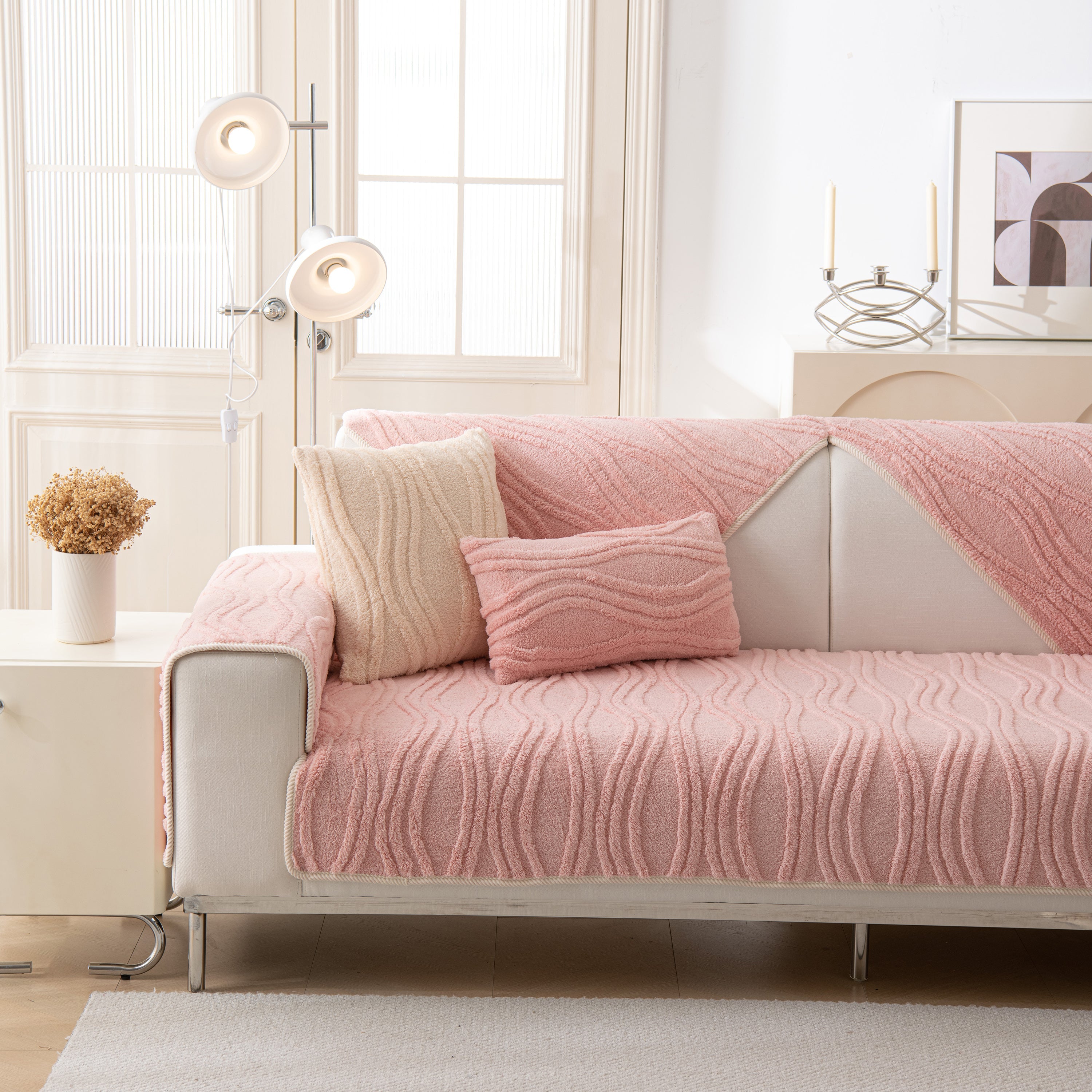 Winter Thickened Non-slip Blanket, Three-dimensional Embossed Cotton Velvet Sofa Cover