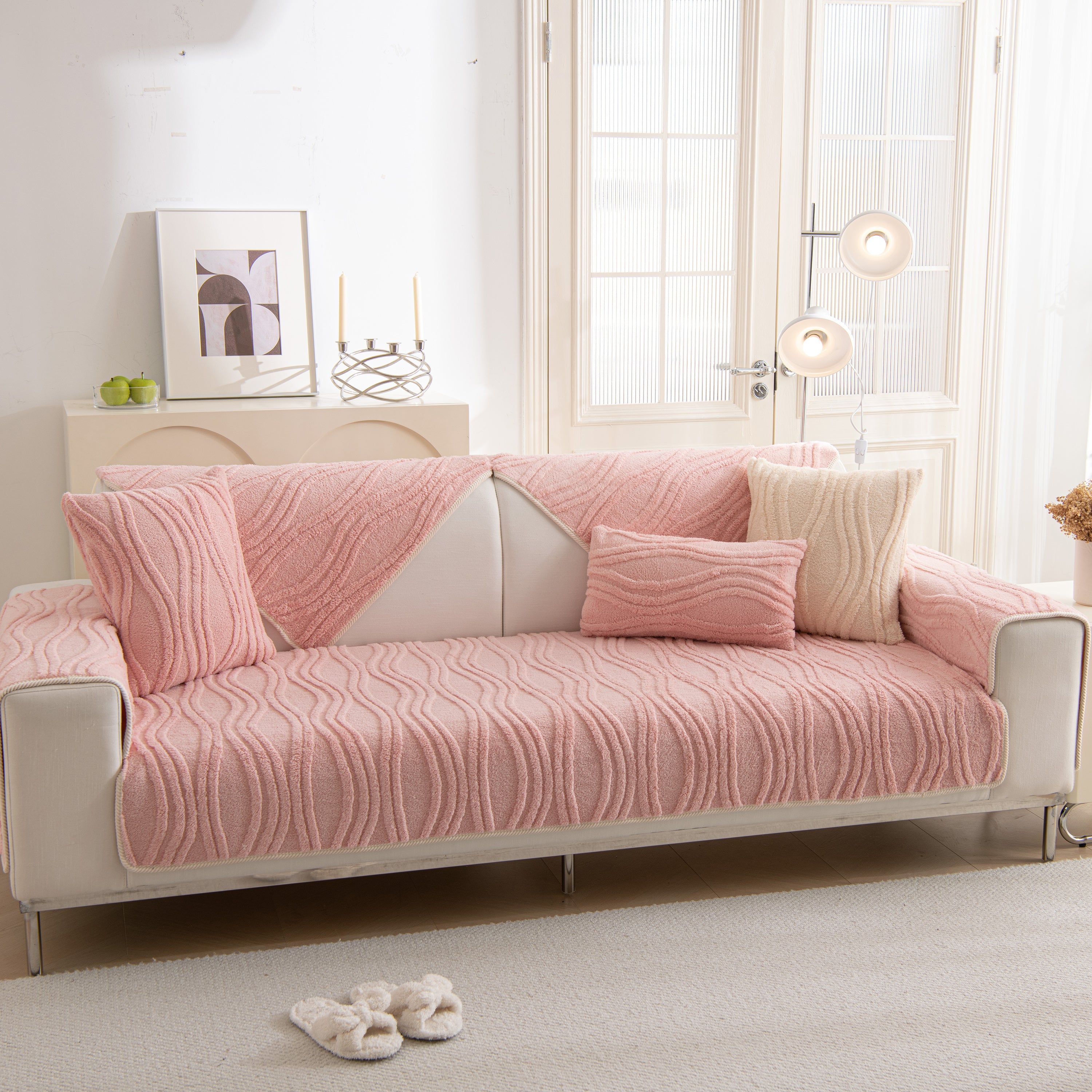 Winter Thickened Non-slip Blanket, Three-dimensional Embossed Cotton Velvet Sofa Cover