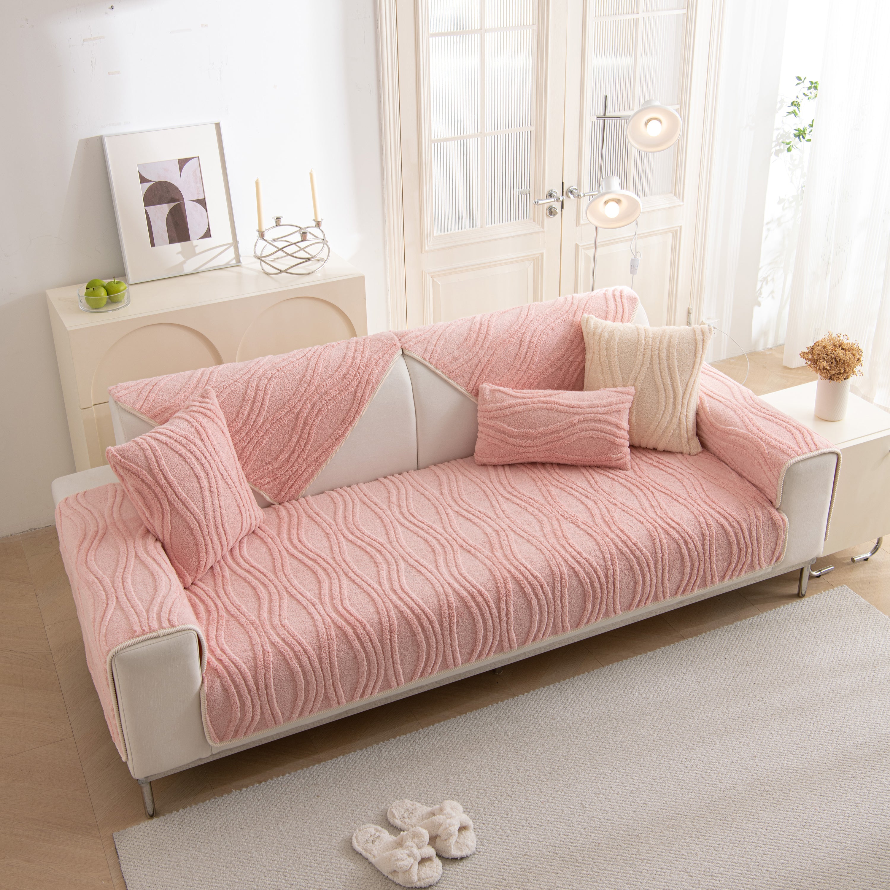 Winter Thickened Non-slip Blanket, Three-dimensional Embossed Cotton Velvet Sofa Cover