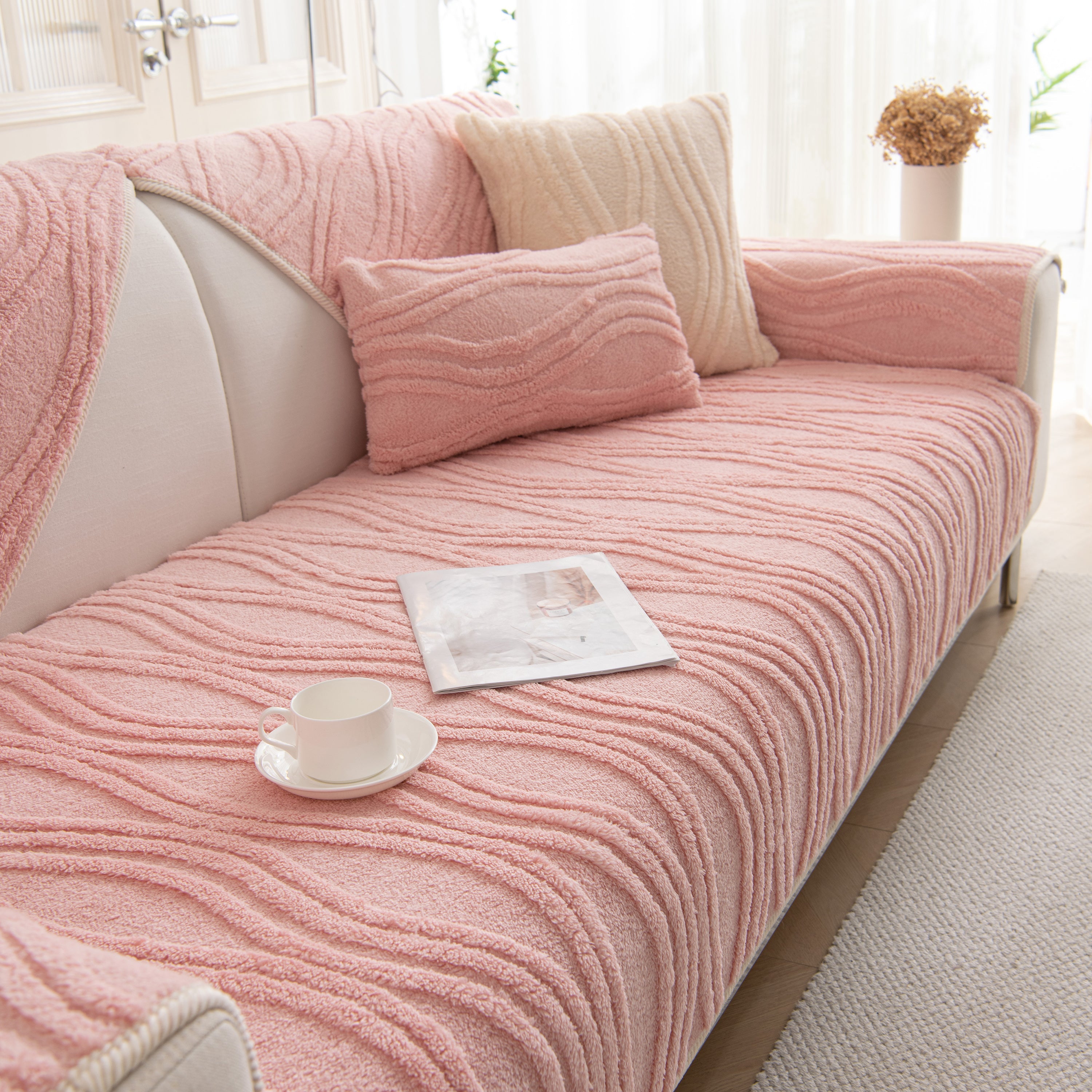 Winter Thickened Non-slip Blanket, Three-dimensional Embossed Cotton Velvet Sofa Cover