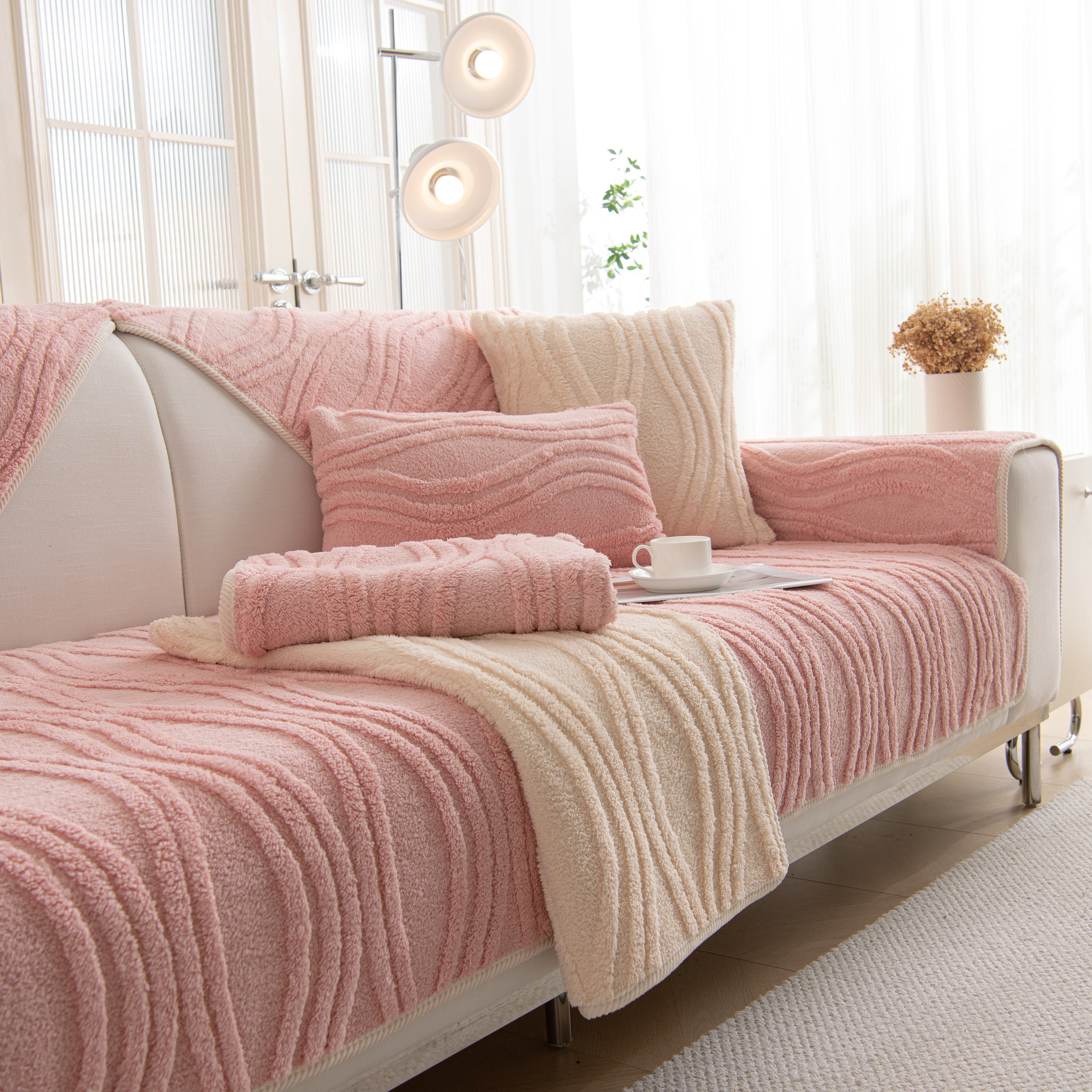 Winter Thickened Non-slip Blanket, Three-dimensional Embossed Cotton Velvet Sofa Cover