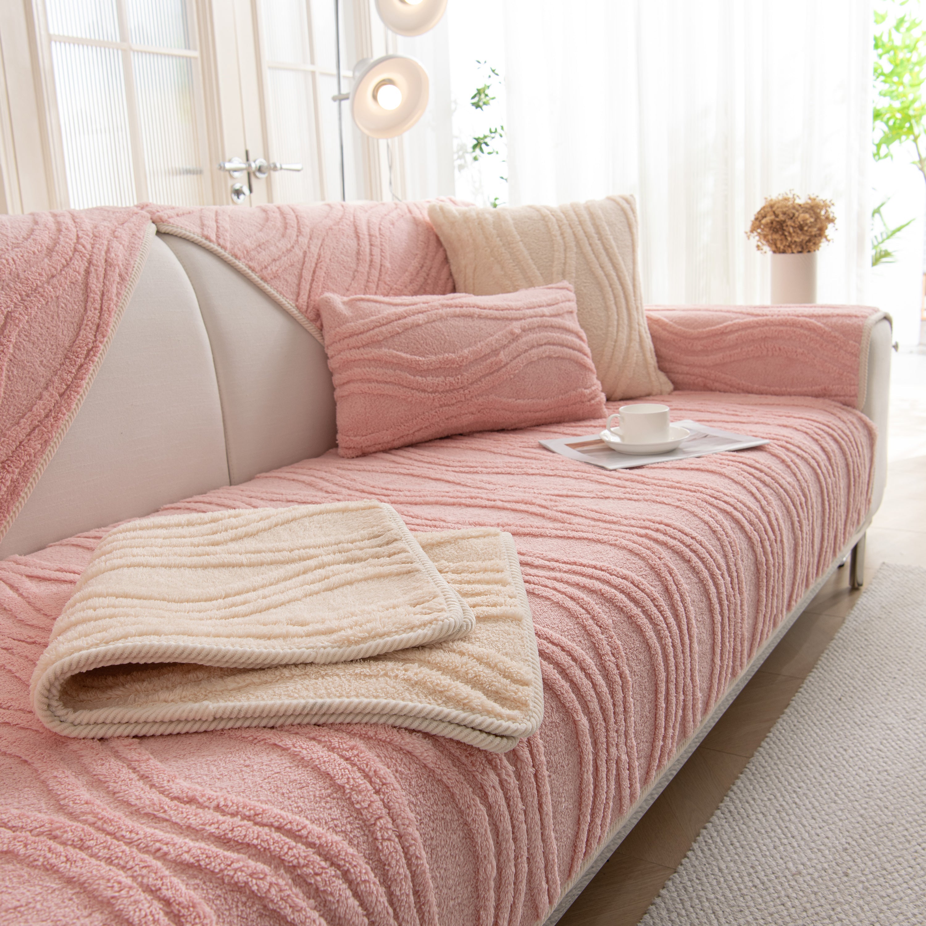 Winter Thickened Non-slip Blanket, Three-dimensional Embossed Cotton Velvet Sofa Cover