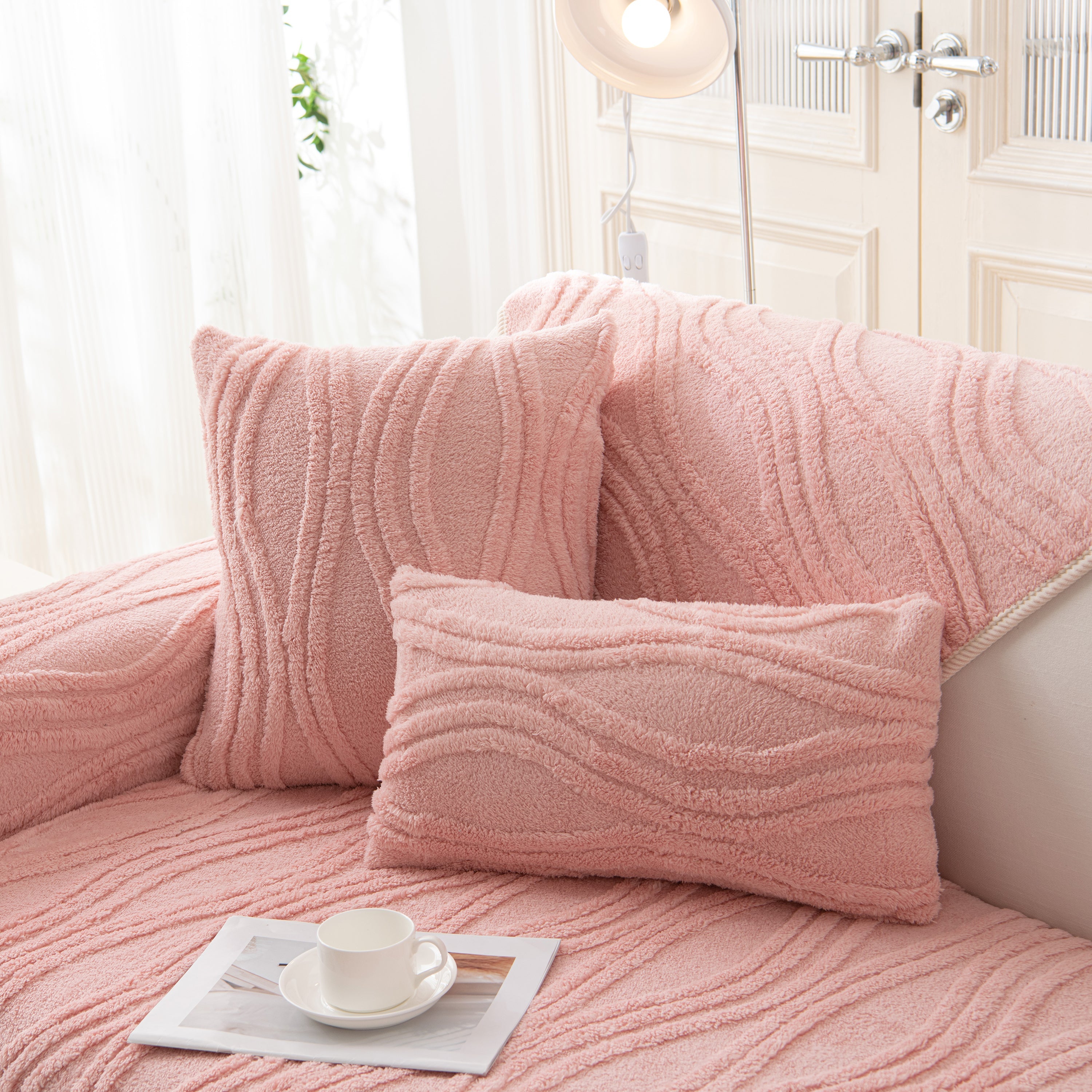 Winter Thickened Non-slip Blanket, Three-dimensional Embossed Cotton Velvet Sofa Cover