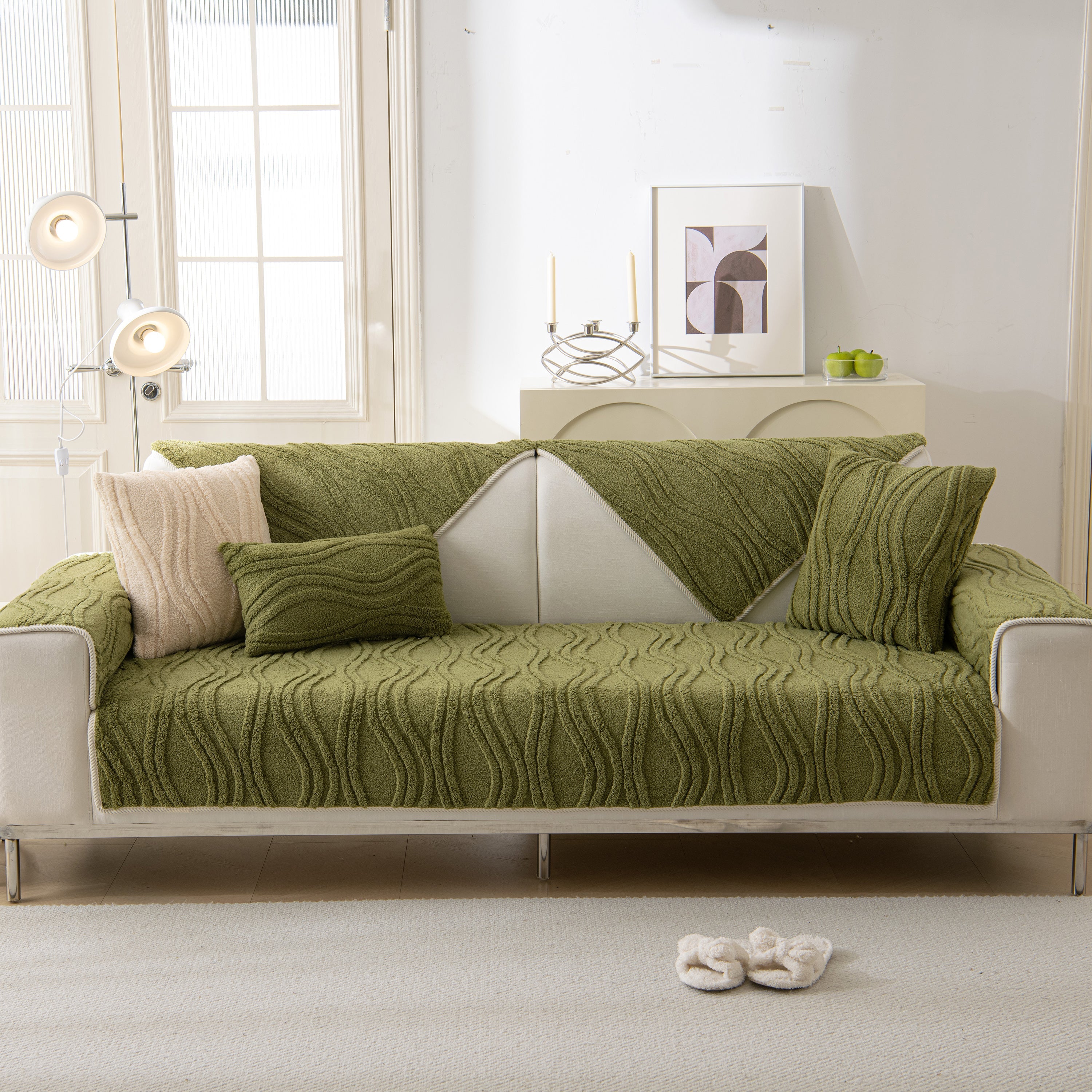 Winter Thickened Non-slip Blanket, Three-dimensional Embossed Cotton Velvet Sofa Cover