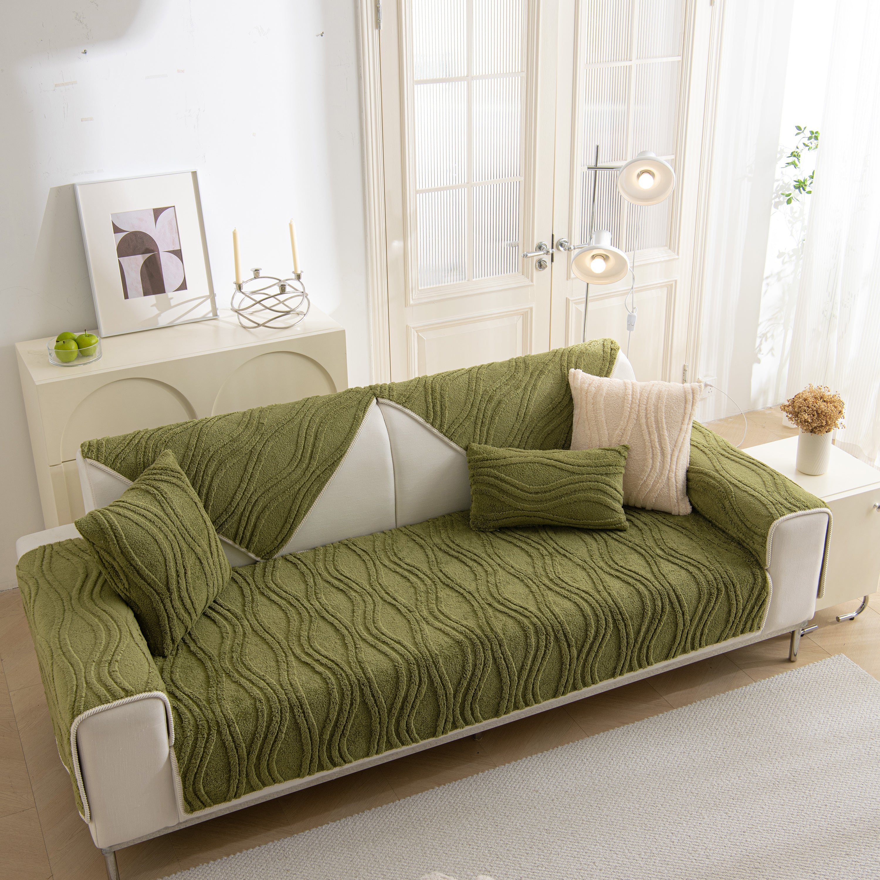 Winter Thickened Non-slip Blanket, Three-dimensional Embossed Cotton Velvet Sofa Cover