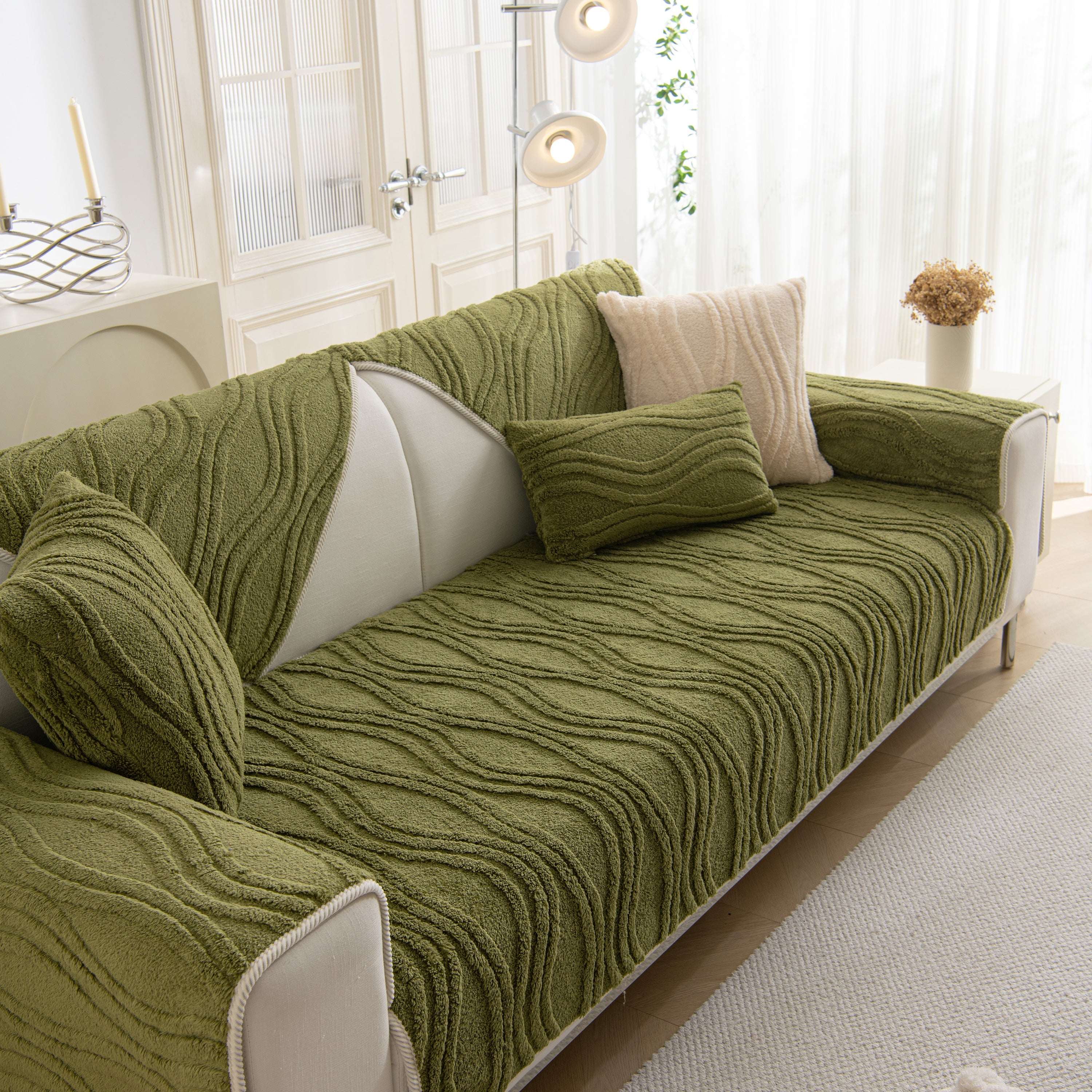 Winter Thickened Non-slip Blanket, Three-dimensional Embossed Cotton Velvet Sofa Cover