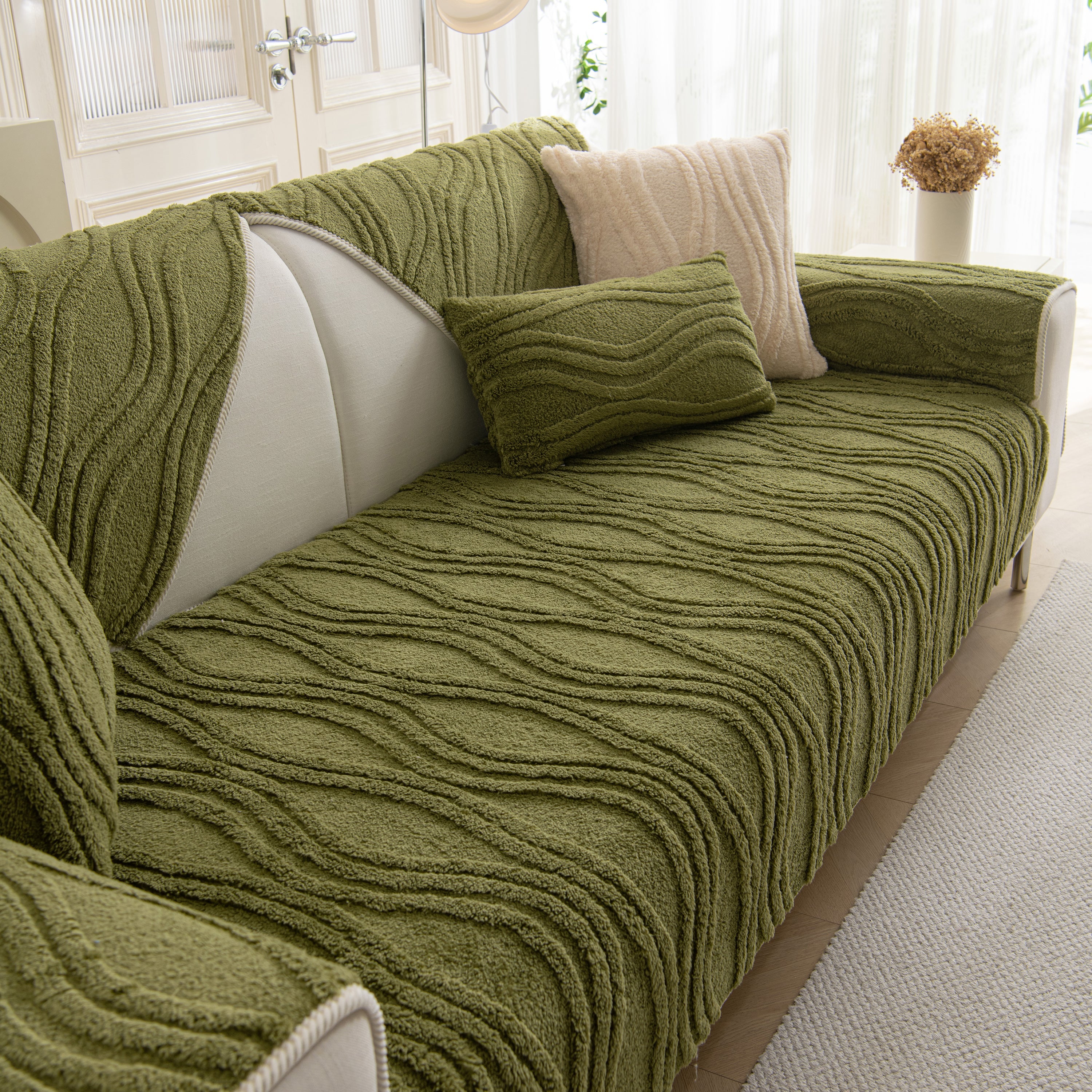 Winter Thickened Non-slip Blanket, Three-dimensional Embossed Cotton Velvet Sofa Cover