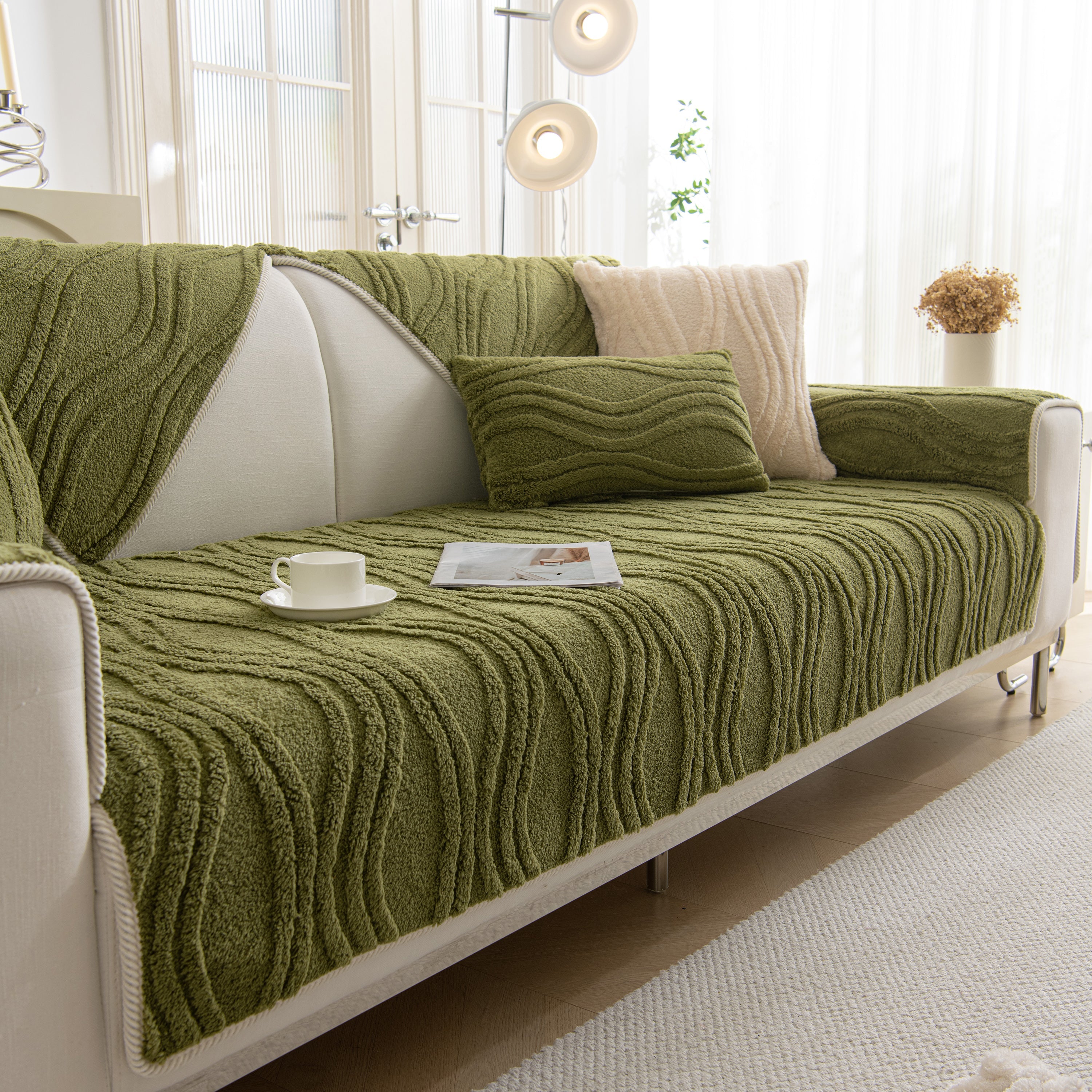 Winter Thickened Non-slip Blanket, Three-dimensional Embossed Cotton Velvet Sofa Cover