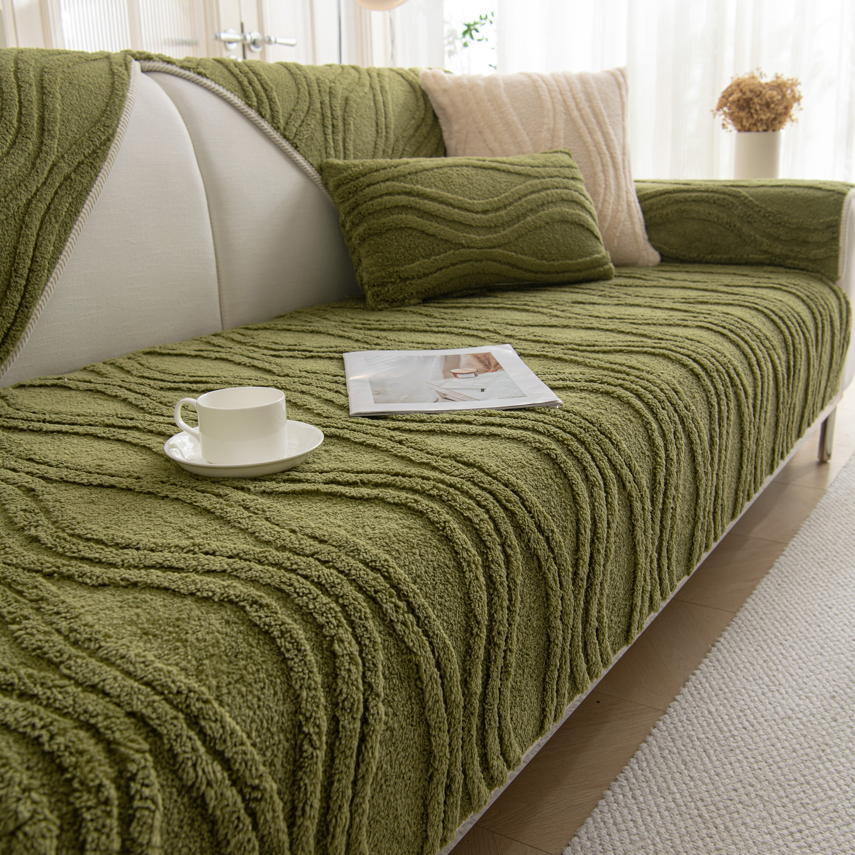 Winter Thickened Non-slip Blanket, Three-dimensional Embossed Cotton Velvet Sofa Cover